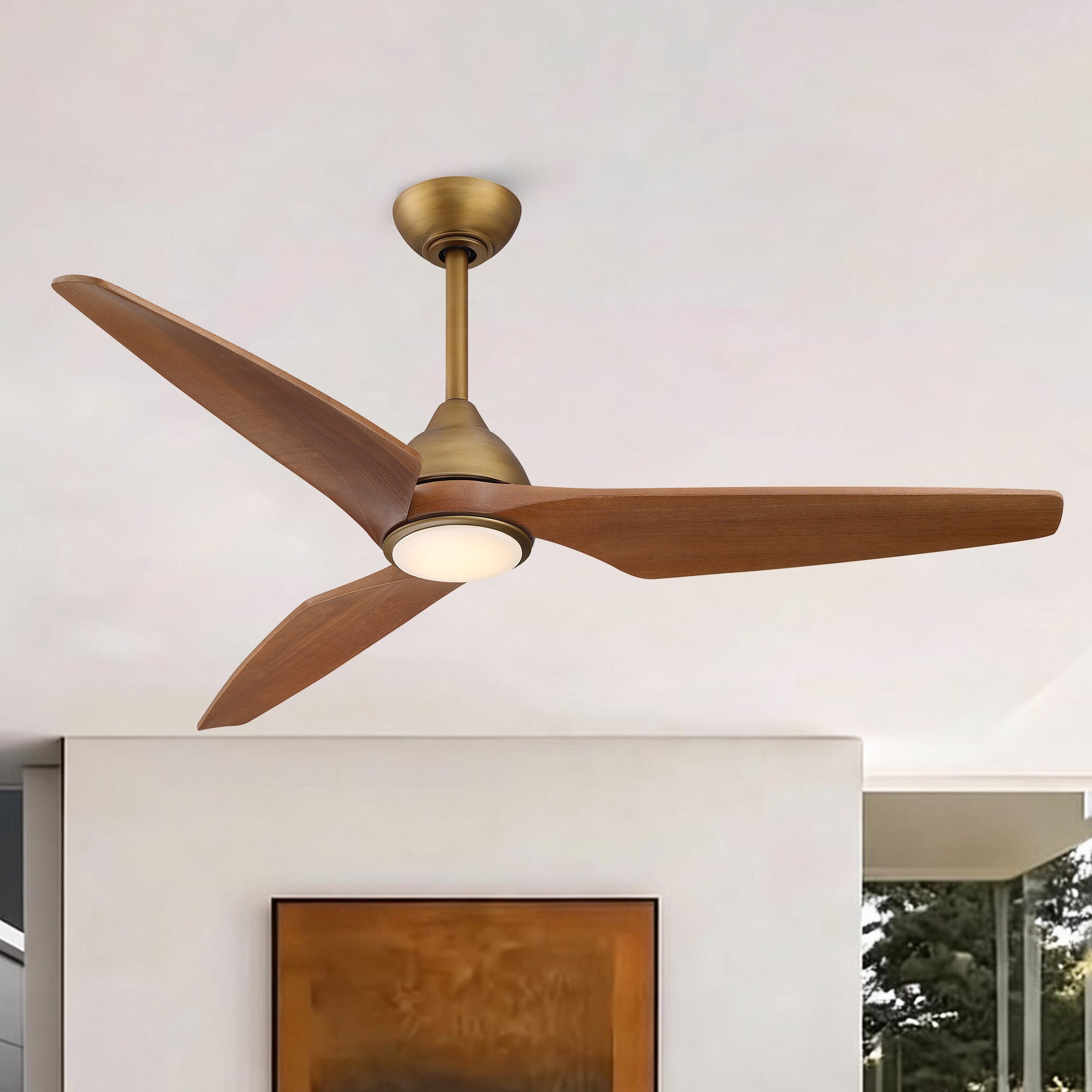 Propeller 52-in Brushed Gold LED Propeller Ceiling Fan With Light and Remote Control Included