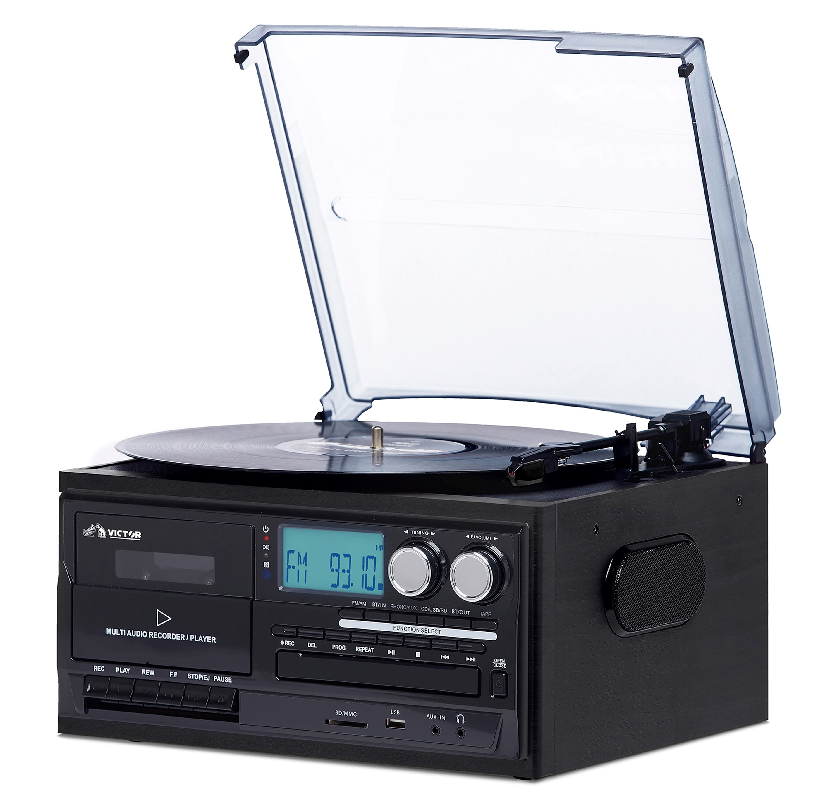 Black Turntable (Record Player) | - Victor VWRP-4200-BK