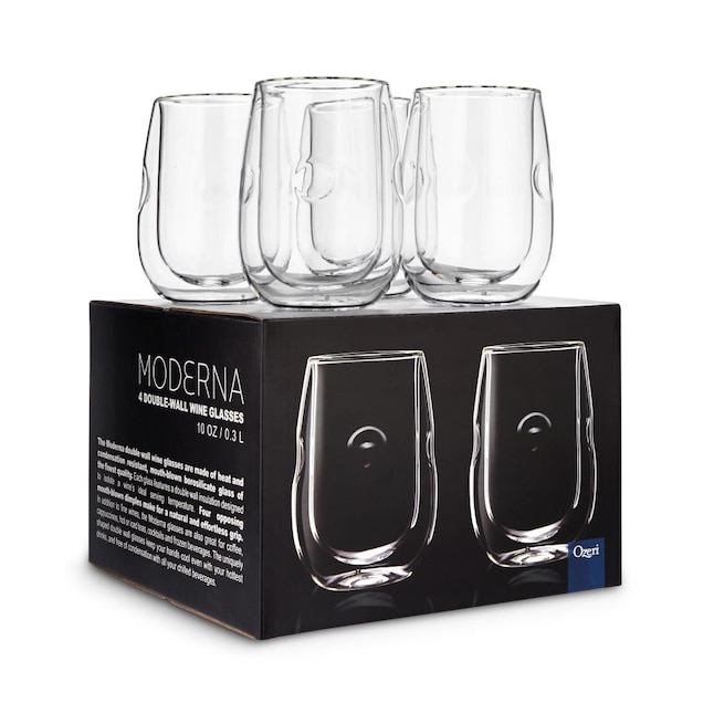 Ozeri Moderna Artisan Series Double Wall Insulated Wine and Beverage Glasses (Set of 4)