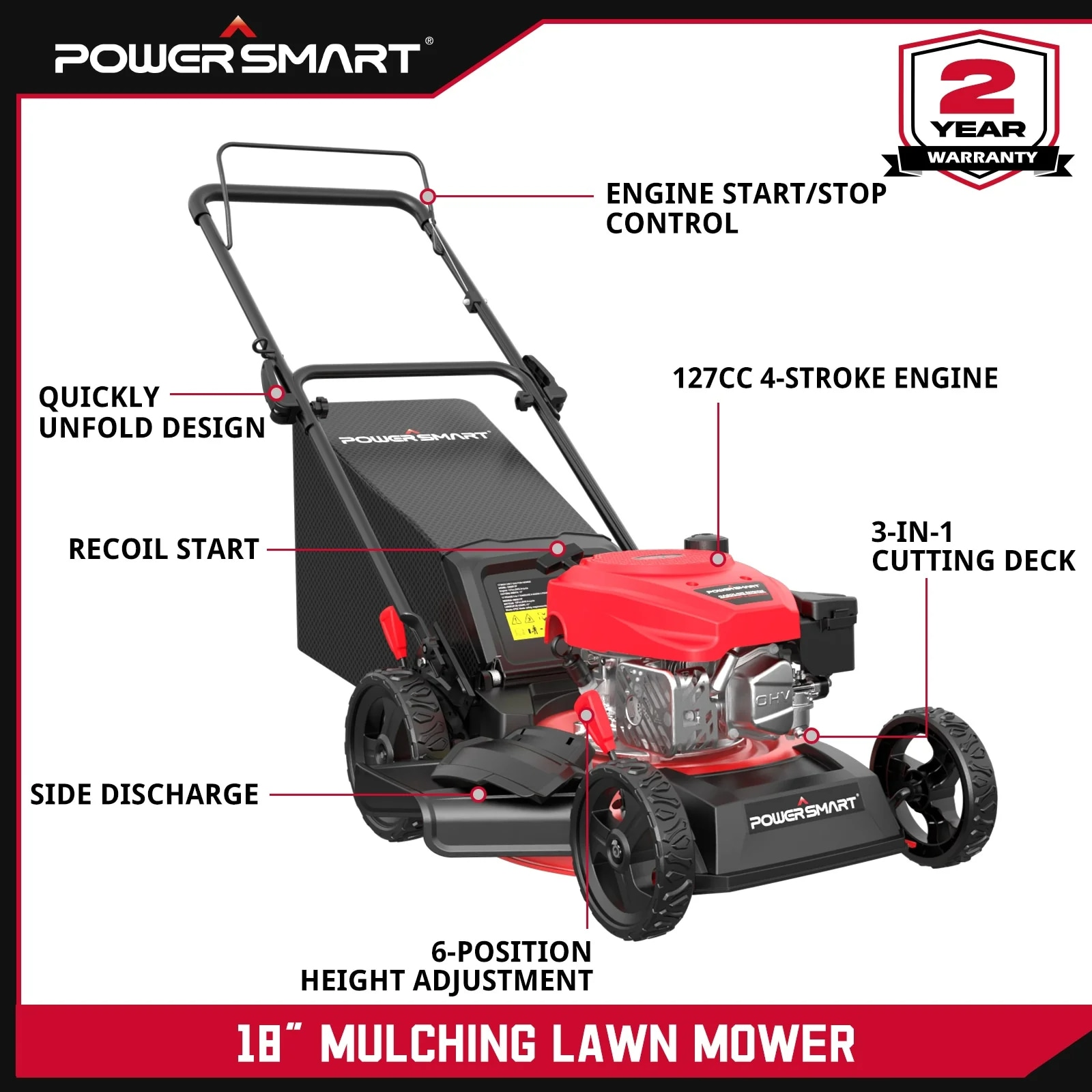 PowerSmart DB8618P-B Gas-Walk-Behind-Mowers - View #4