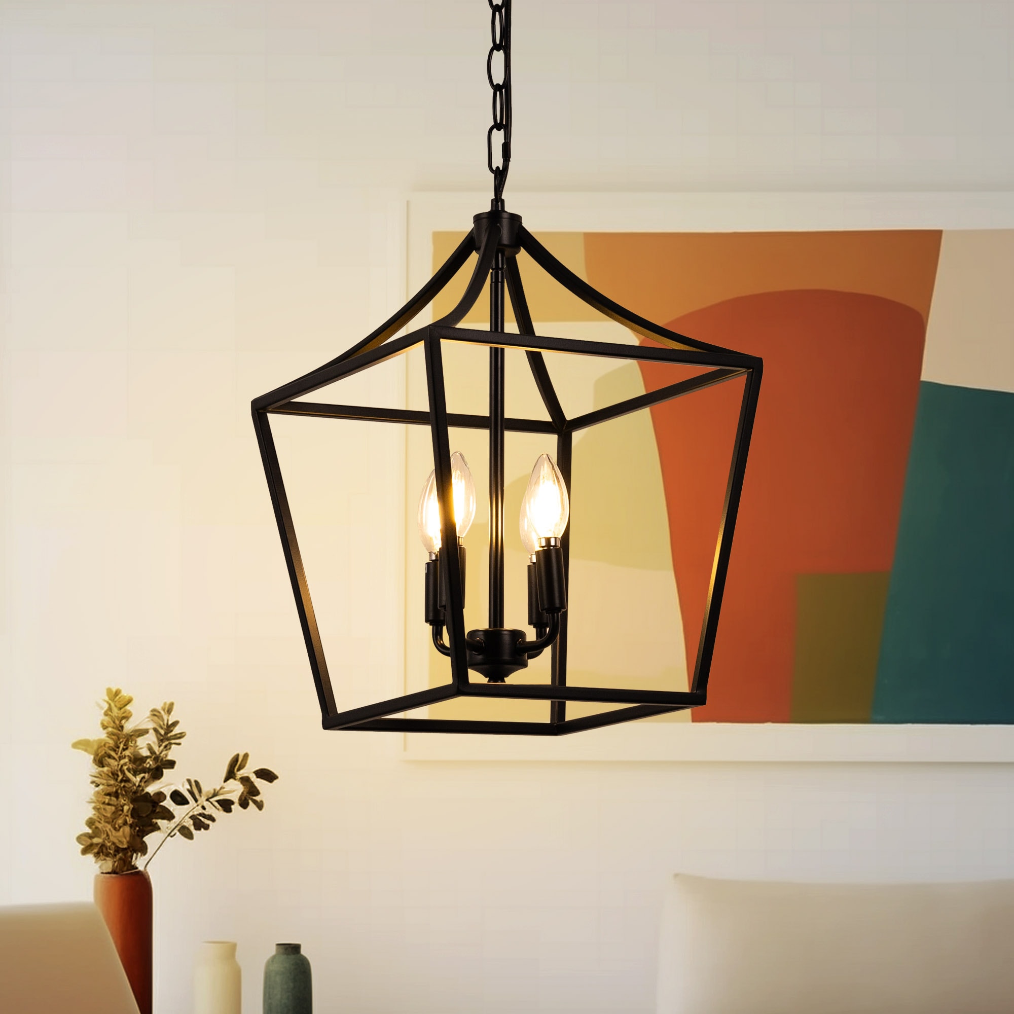 YANSUN LA-CX15401DBL-11 4 -Light Matte Black Industrial For Use in Bedrooms, Dining Rooms, Kitchens, Living Rooms Chandelier