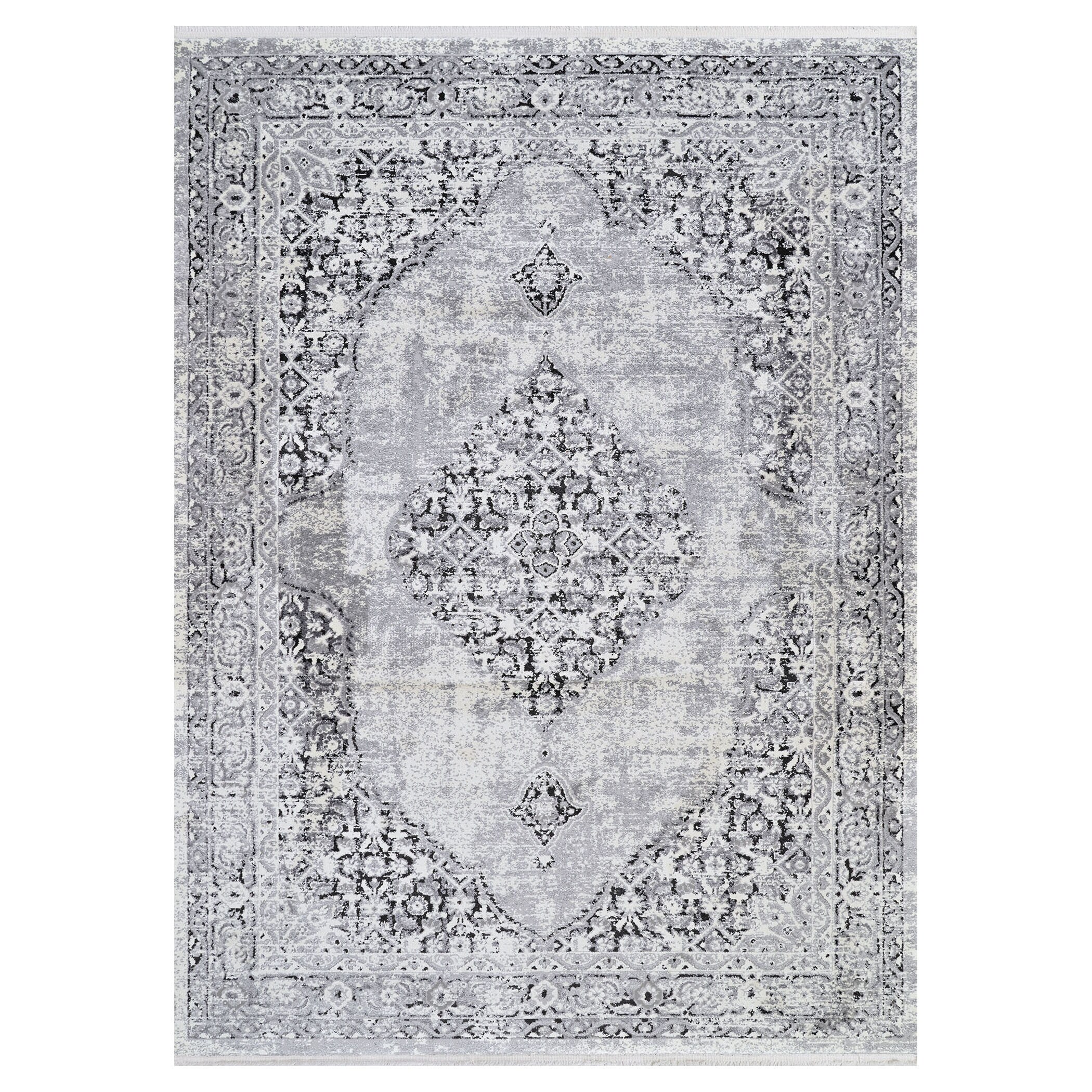 Couristan 25330571053076T Marblehead 5 x 8 (ft) Loomed Polypropylene Charcoal-Grey Rectangular Indoor Medallion Area rug