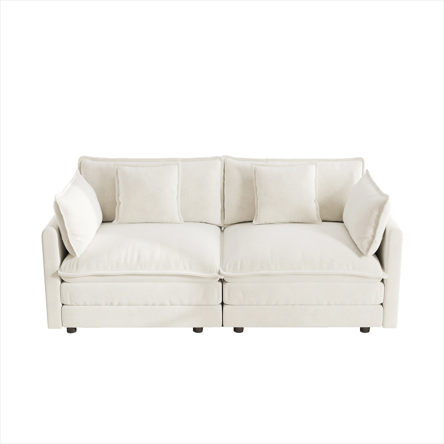 Naturefalls Modern Snow White Chenille Loveseat Upholstered Large Deep ...
