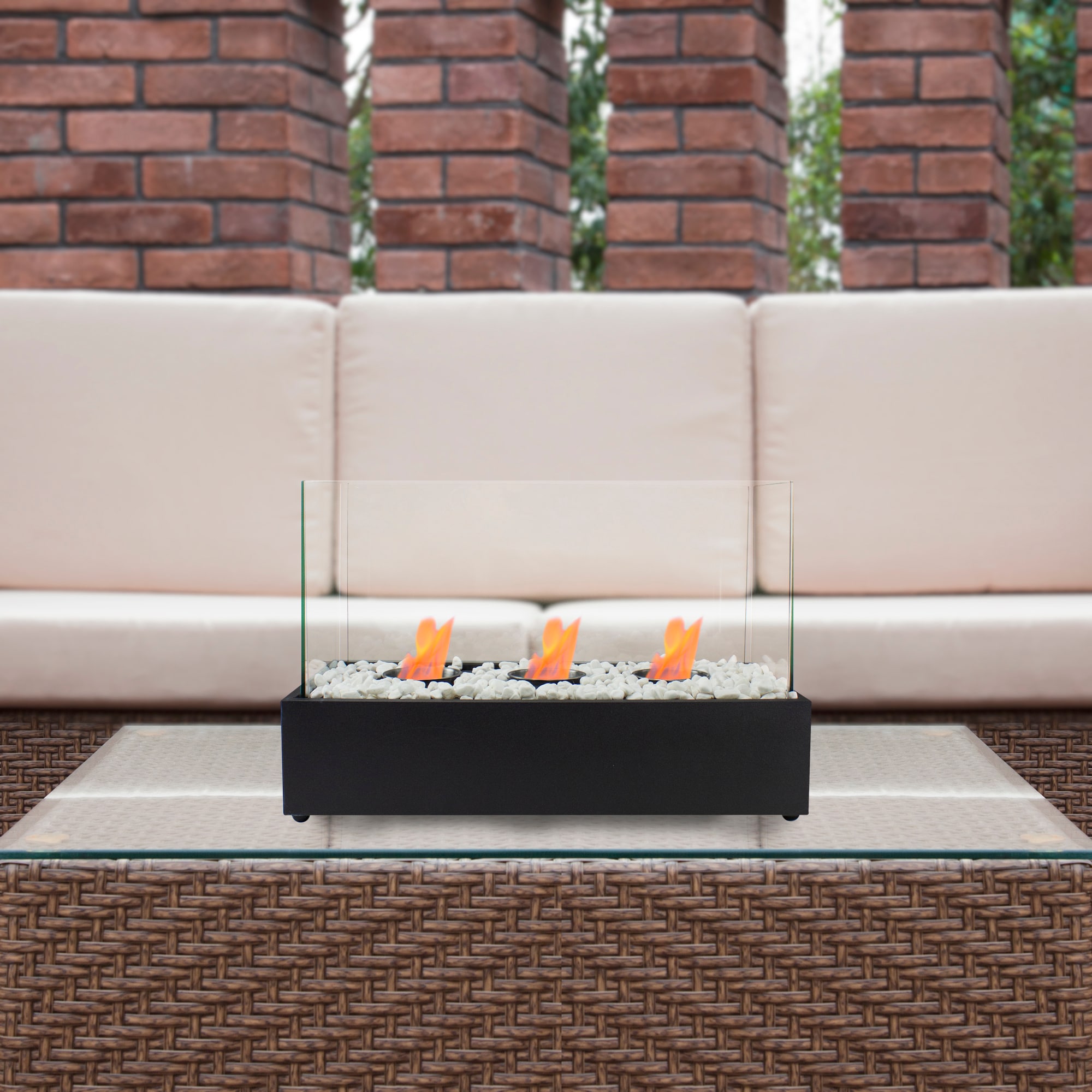 Northlight 34808732 8.25-in W Black Steel Rectangle Tabletop Liquid propane Fire table