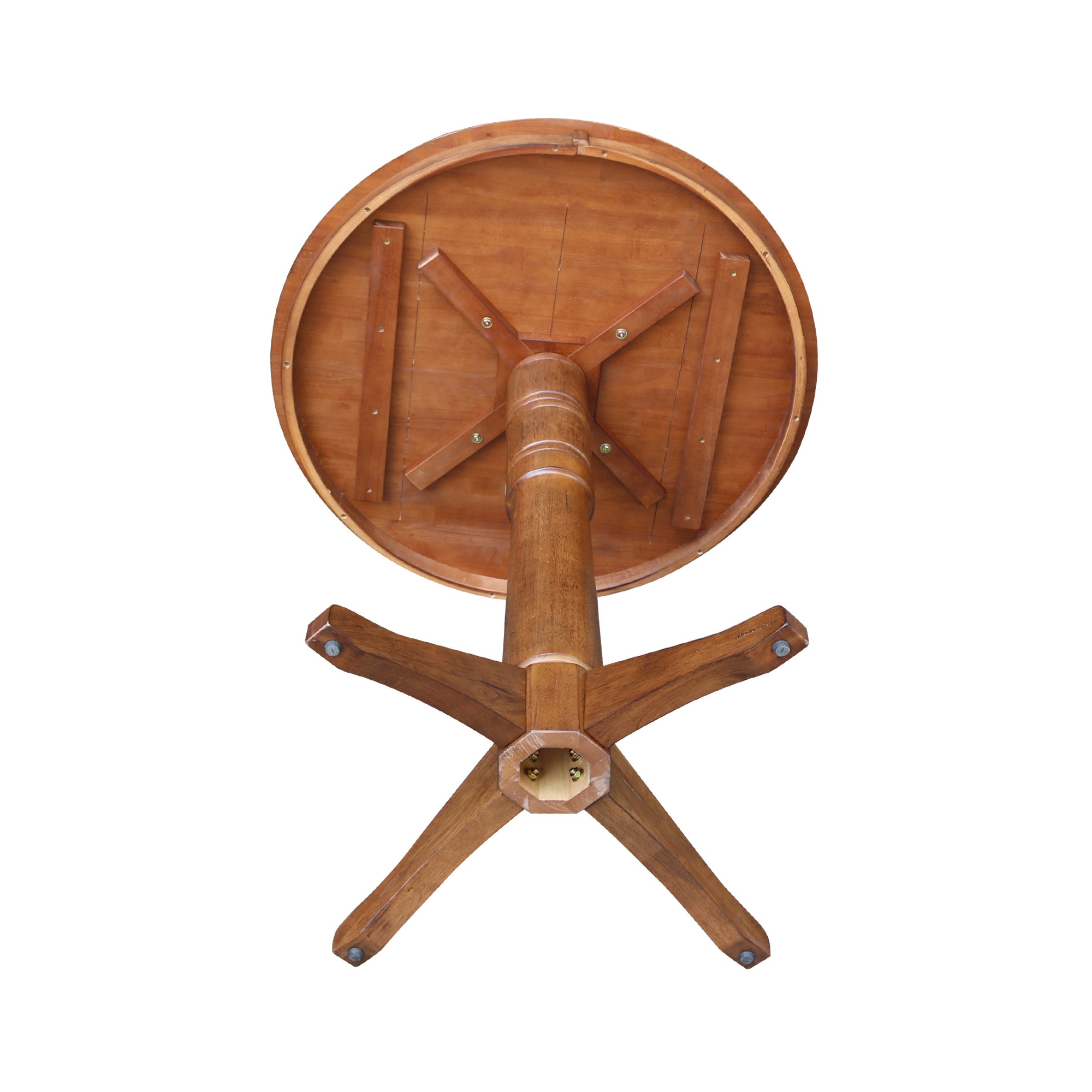 Distressed Oak 39" Round Solid Wood Bar Height Pedestal Table
