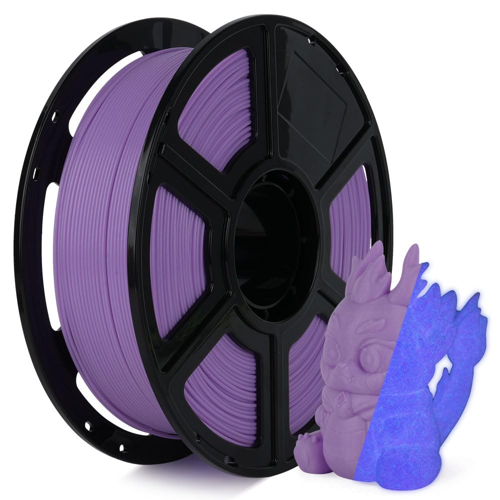 FLASHFORGE  Glow in The Dark Rapid PLA Filament 1.75mm High Flow Speedy 3D Printer Filament Luminous Purple Max 500mm/s High-Speed Printing High Brightness and Long-Lasting Glowing Effect