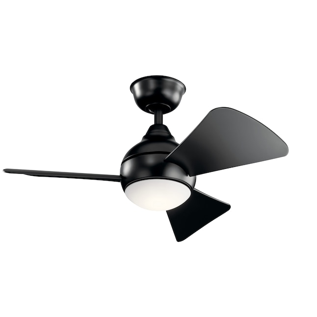 Kichler Sola 34 In Satin Black Led, Who Makes The Best Outdoor Fans With Lights