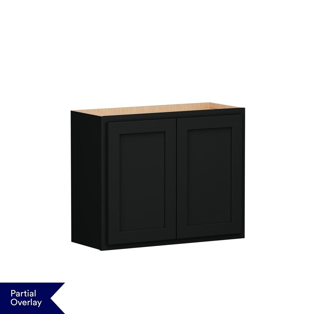 Shenandoah Breckenridge POL 30-in W x 21-in H x 12-in D Black Painted Wall Fully Assembled Cabinet Recessed Panel Shaker