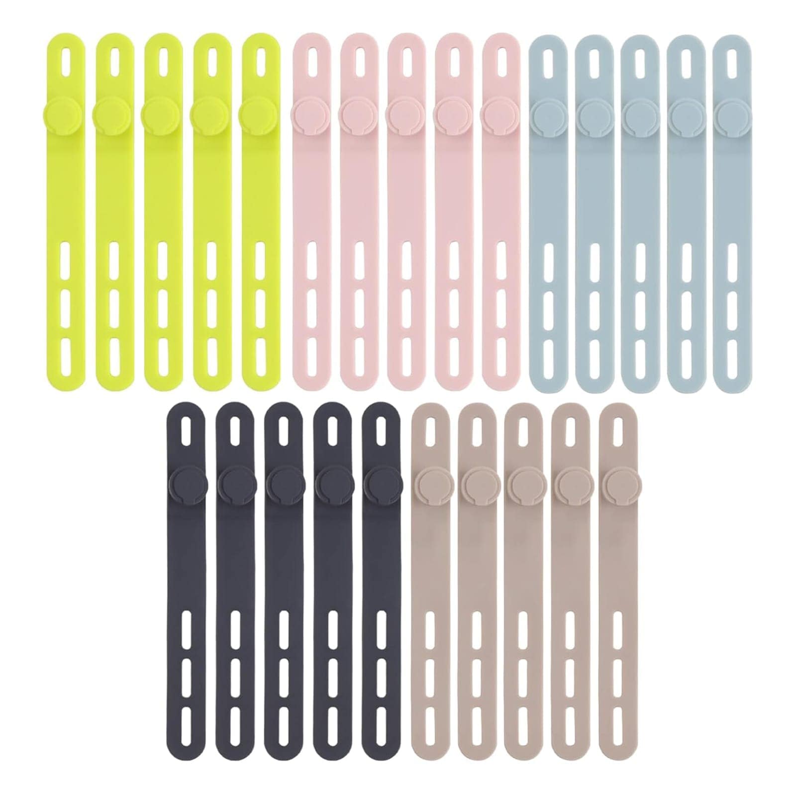 Etokfoks 25 Pack Reusable Silicone Cable Ties High Elasticity Cord Wraps for Electrical Cords Organizer for Earphone Phone Charger Colorful #EFT1013F327