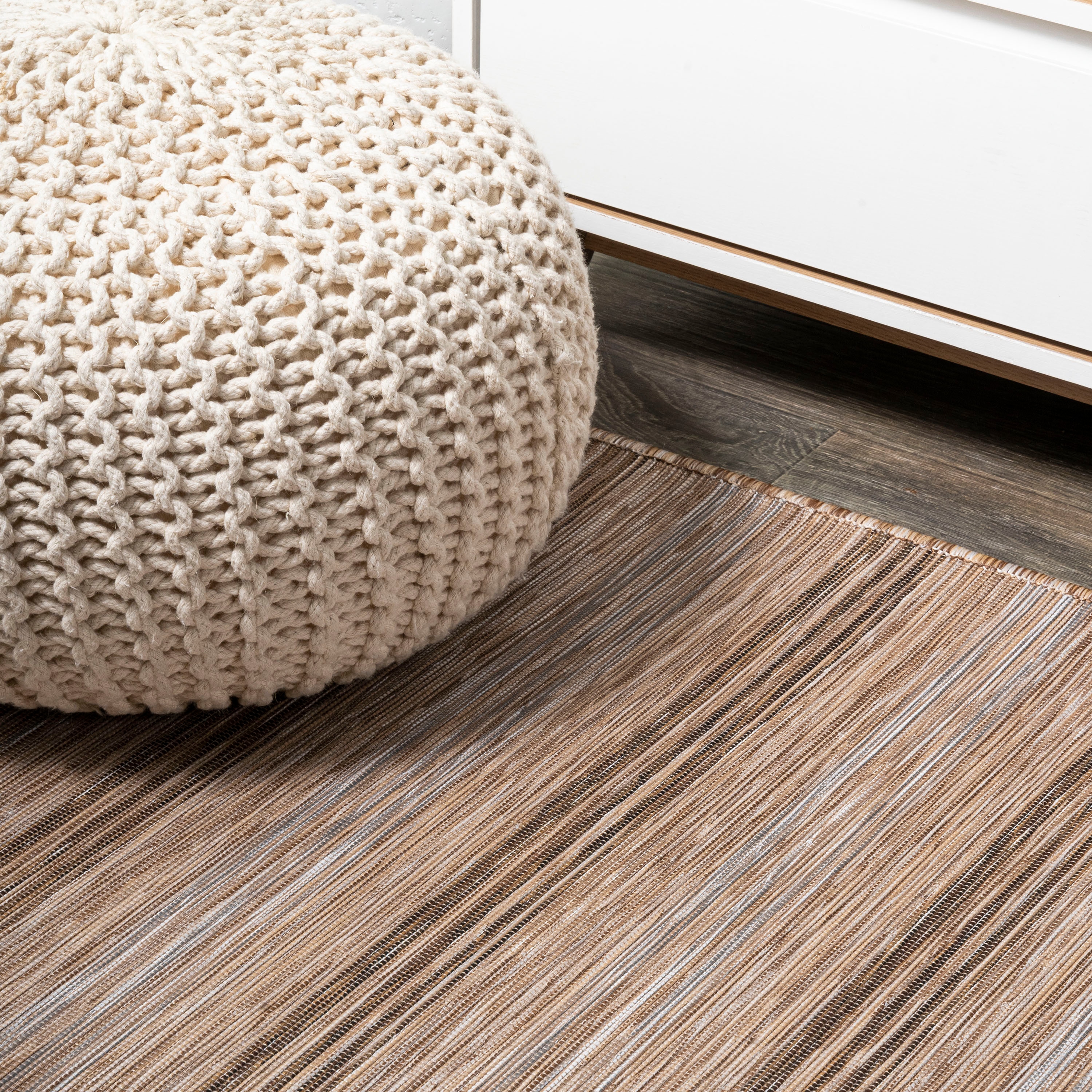 Multicolor Stripe Synthetic 4' x 6' Easy-Care Area Rug