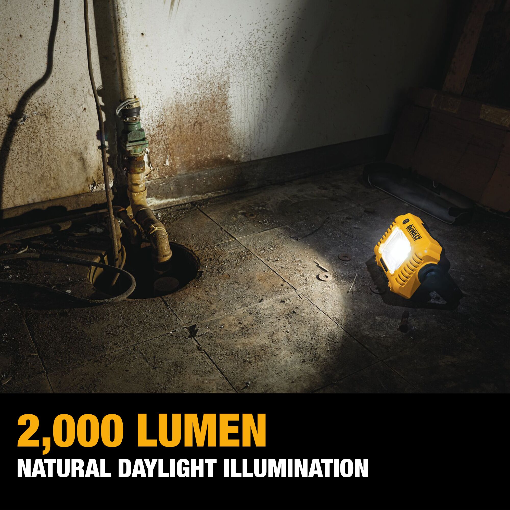 DEWALT 2000-Lumen LED Yellow Battery-operated Rechargeable Portable Work  Light in the Work Lights department at