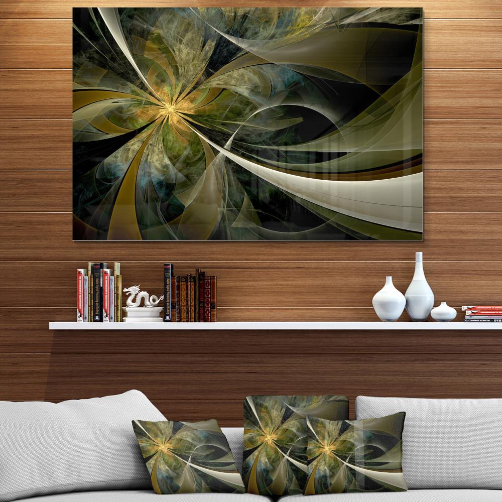 Designart Gold and Silver Large Fractal Flower- Floral Metal Wall Art ...