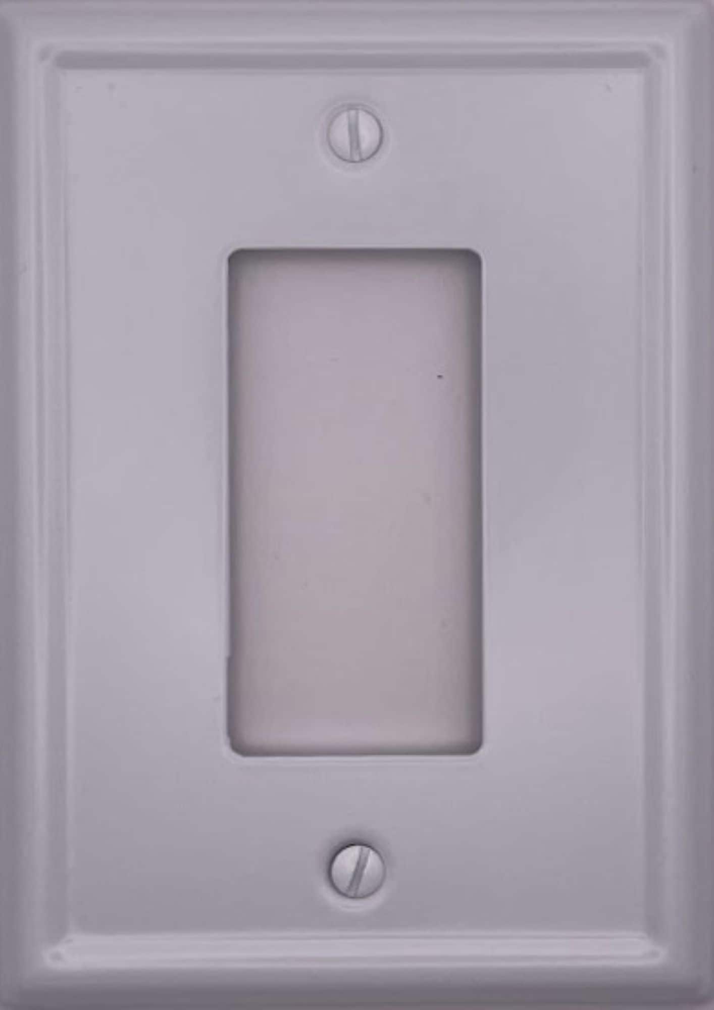 Switch Ups 10201 Single Rocker Wall Plate 1 -Gang Jumbo Size White Steel Indoor Decorator Wall Plate