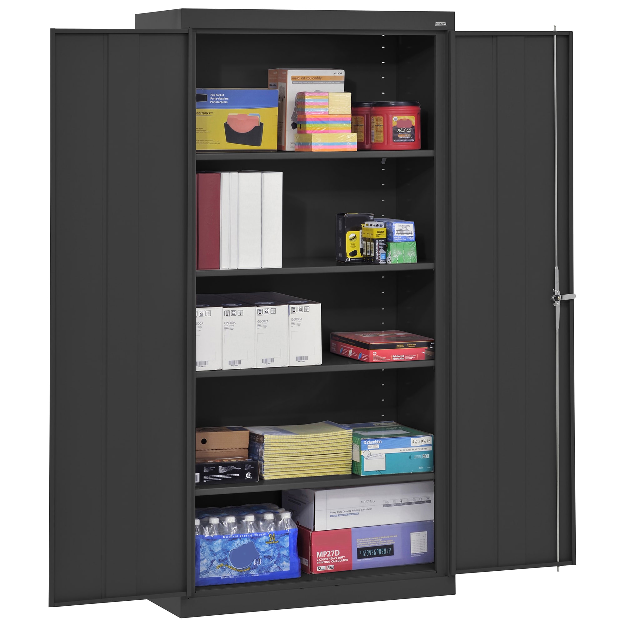 Black Freestanding Lockable Office Cabinet with Adjustable Shelving