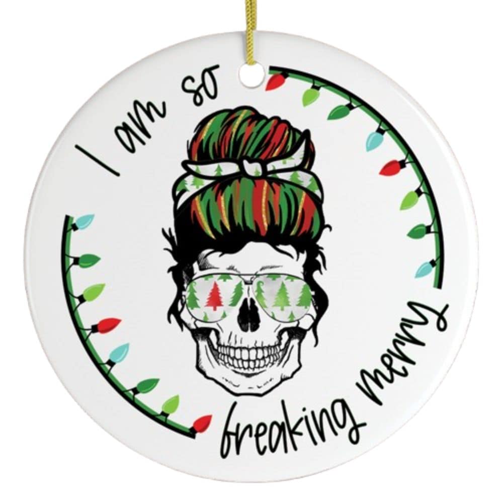 OrnamentallyYou 831 I am so Merry Skull Ornament