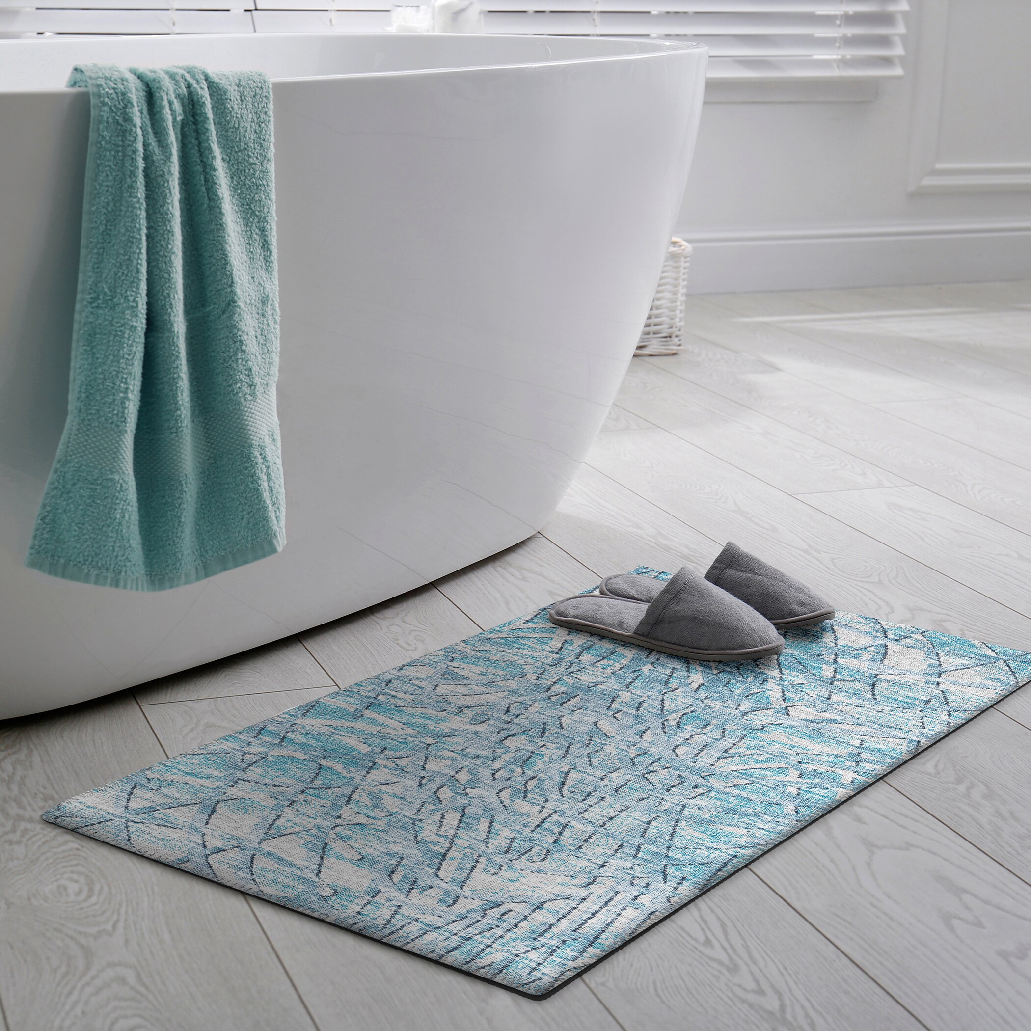 Addison Rugs ARY32BL20X30 Rylee 2 x 3 (ft) Loomed Polypropylene Blue Rectangular Indoor/Outdoor Distressed/Overdyed Bohemian/Eclectic Area rug