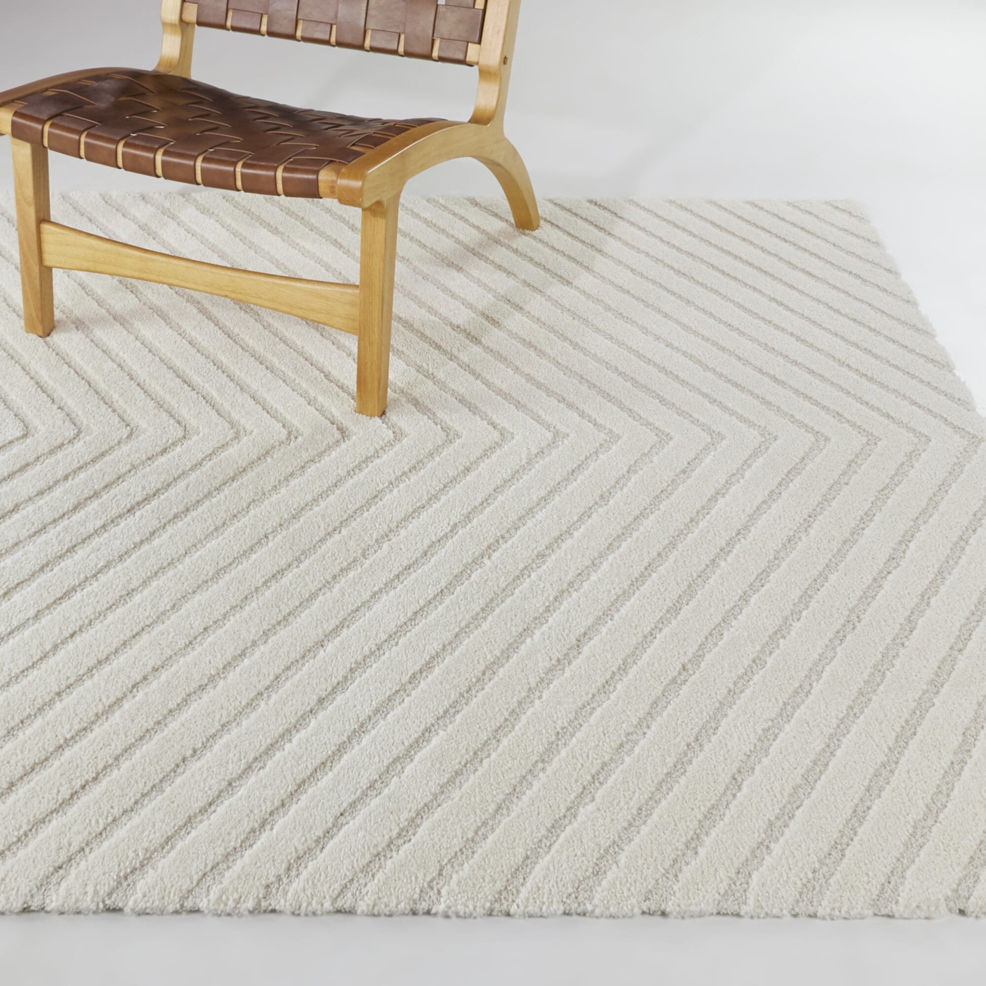 Balta 3101476 5 x 6 (ft) Polyester/Polypropylene Cream Rectangular Indoor Stripe Mid-Century Modern Area rug