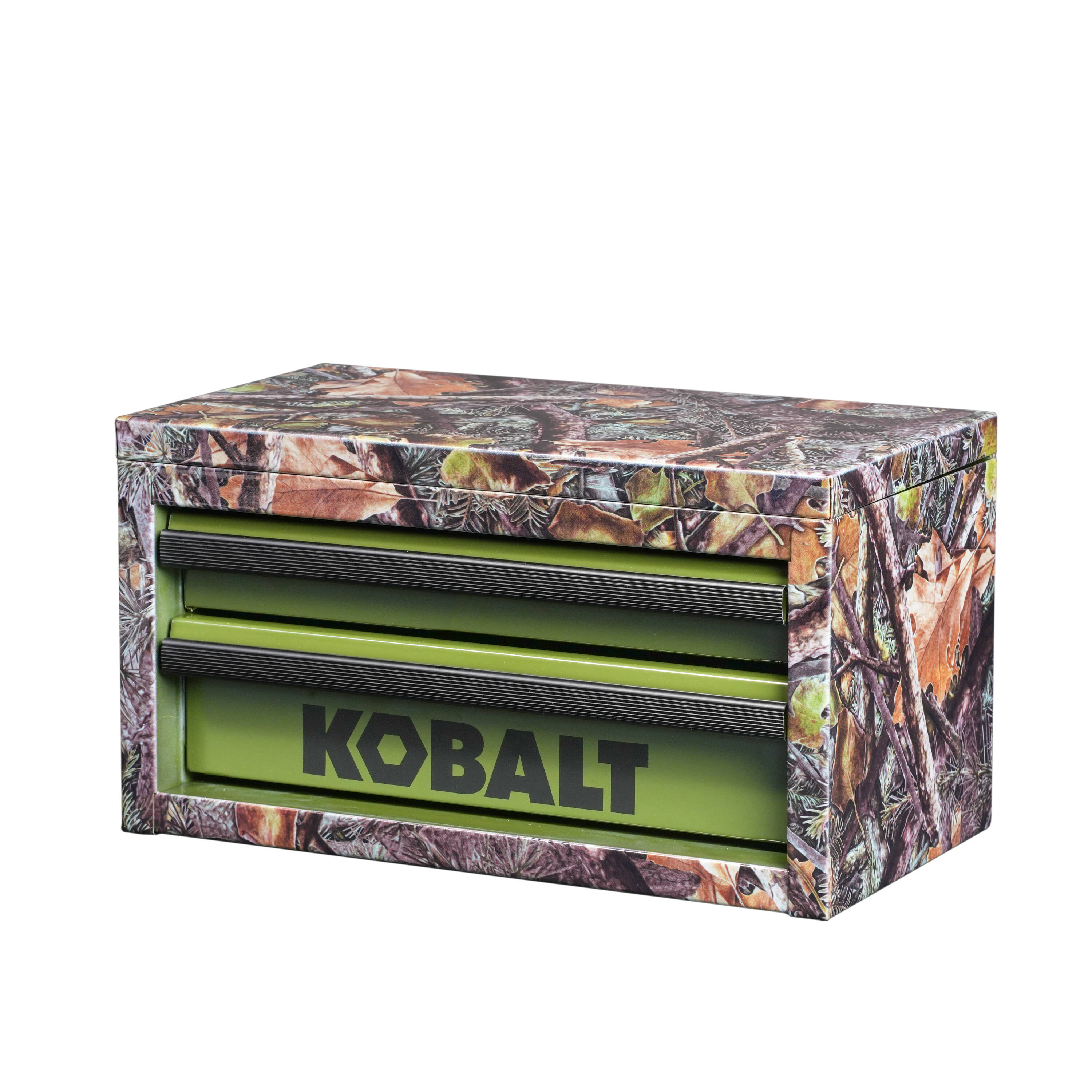 Kobalt Portable tool box 10.83-in W x 5.91-in H x 5.91-in D 2 -Drawer Camo Green Steel Tool Box #56103
