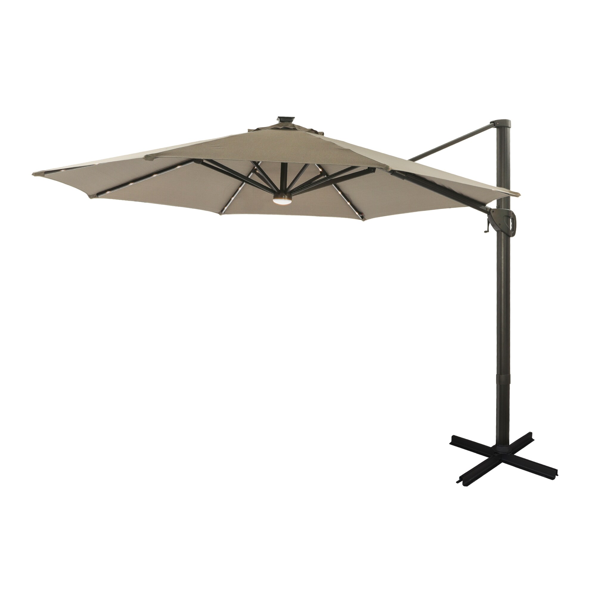 11-ft Steel Octagon Gray Crank Offset Patio Umbrella with Lights | - CASAINC ZY-821-001-016-R