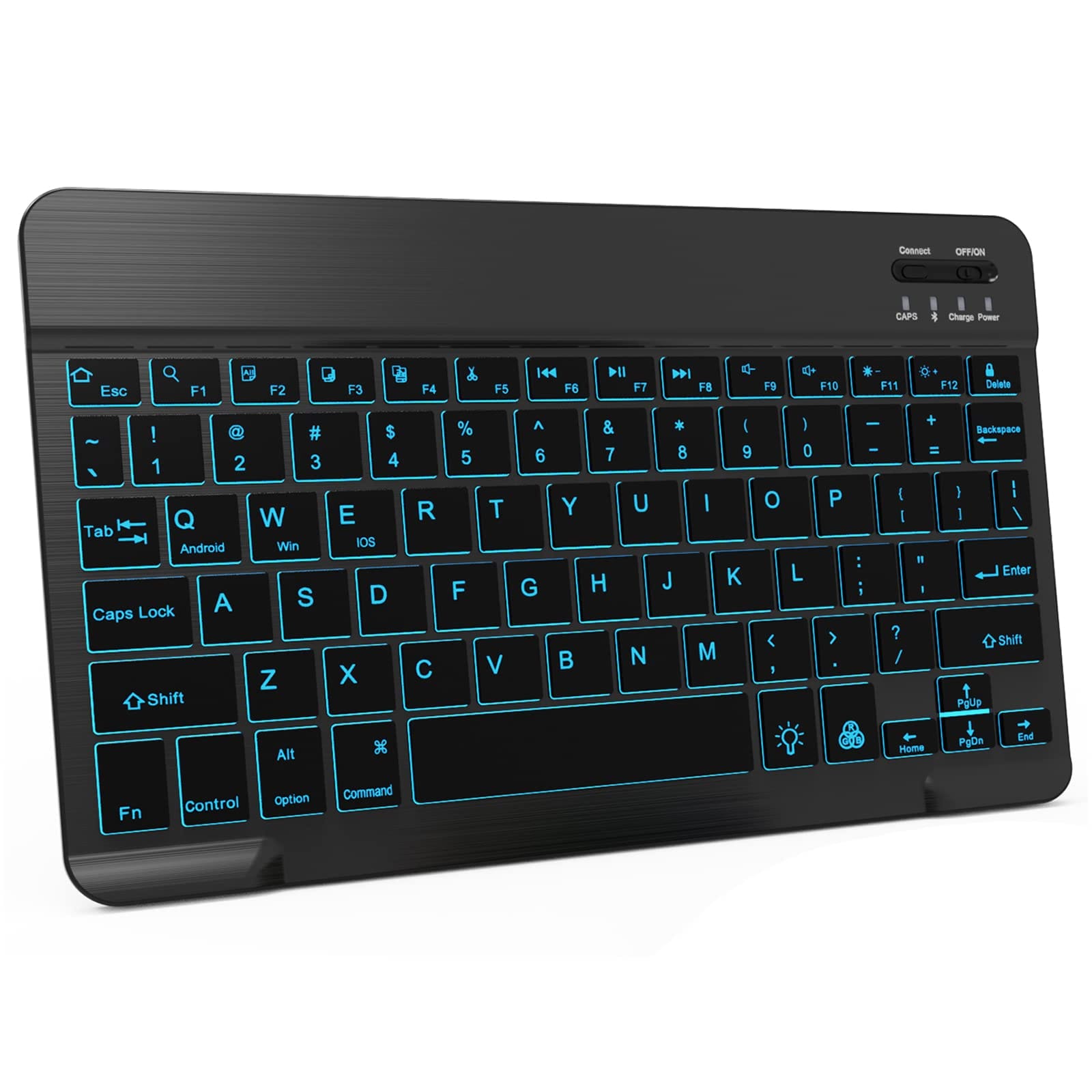 Vrbgify LVG0812V049 7 Color Backlit Bluetooth Keyboard Compatible with iPad Pro iPad Air iPad Mini iPhone and Android Devices Wireless renewable power