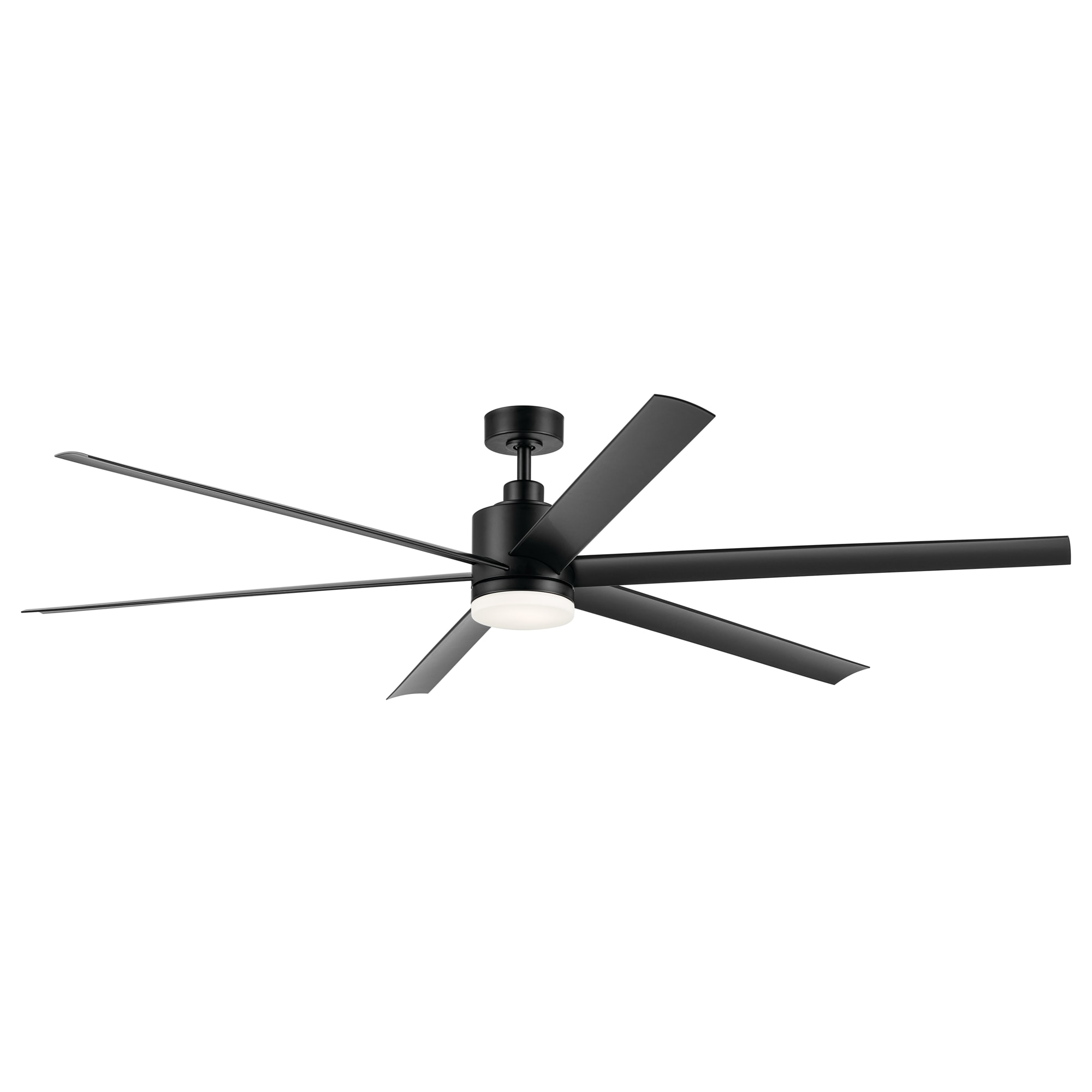 Kichler 310780SBK Loa 80-in Color-Changing Integrated LED Outdoor Satin Black with Satin Black Blades Ceiling Fan With Light - Remote Included ( 6 -Blade )