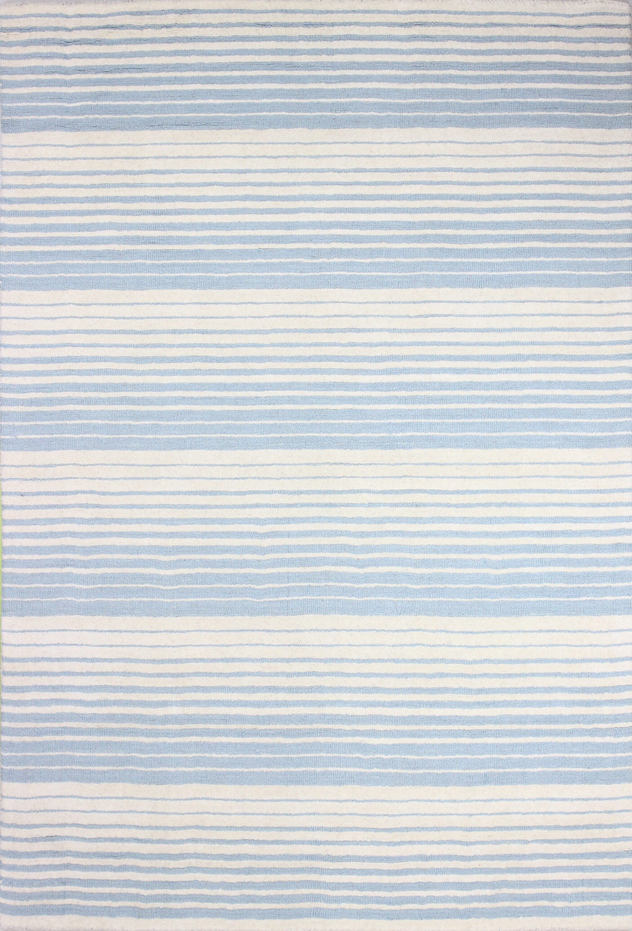 Bashian 649652286891 5 X 8 (ft) Wool Ivory/Lt.Blue Indoor Stripe Industrial Area Rug