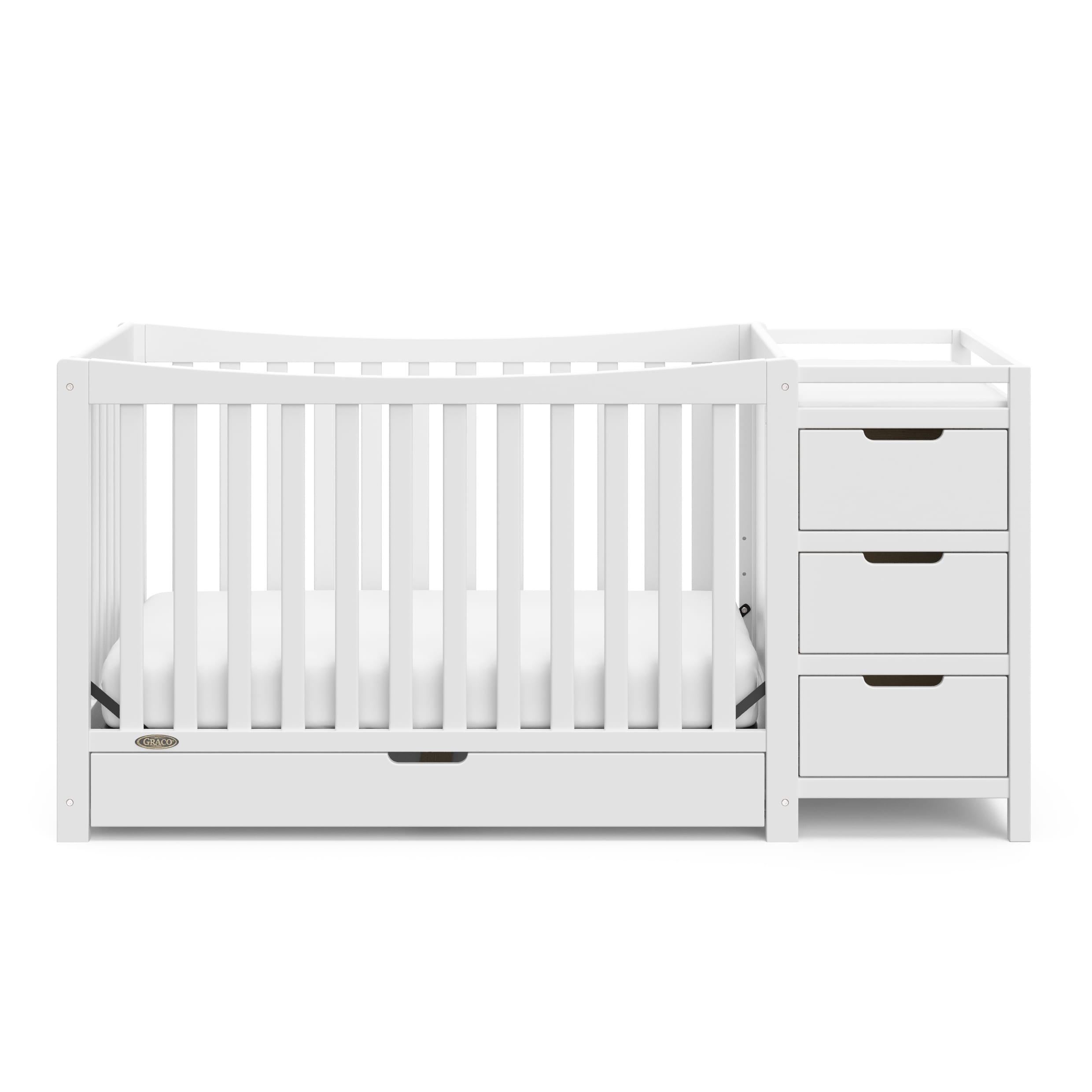 White Pine 4-in-1 Convertible Crib with Changer and Drawer