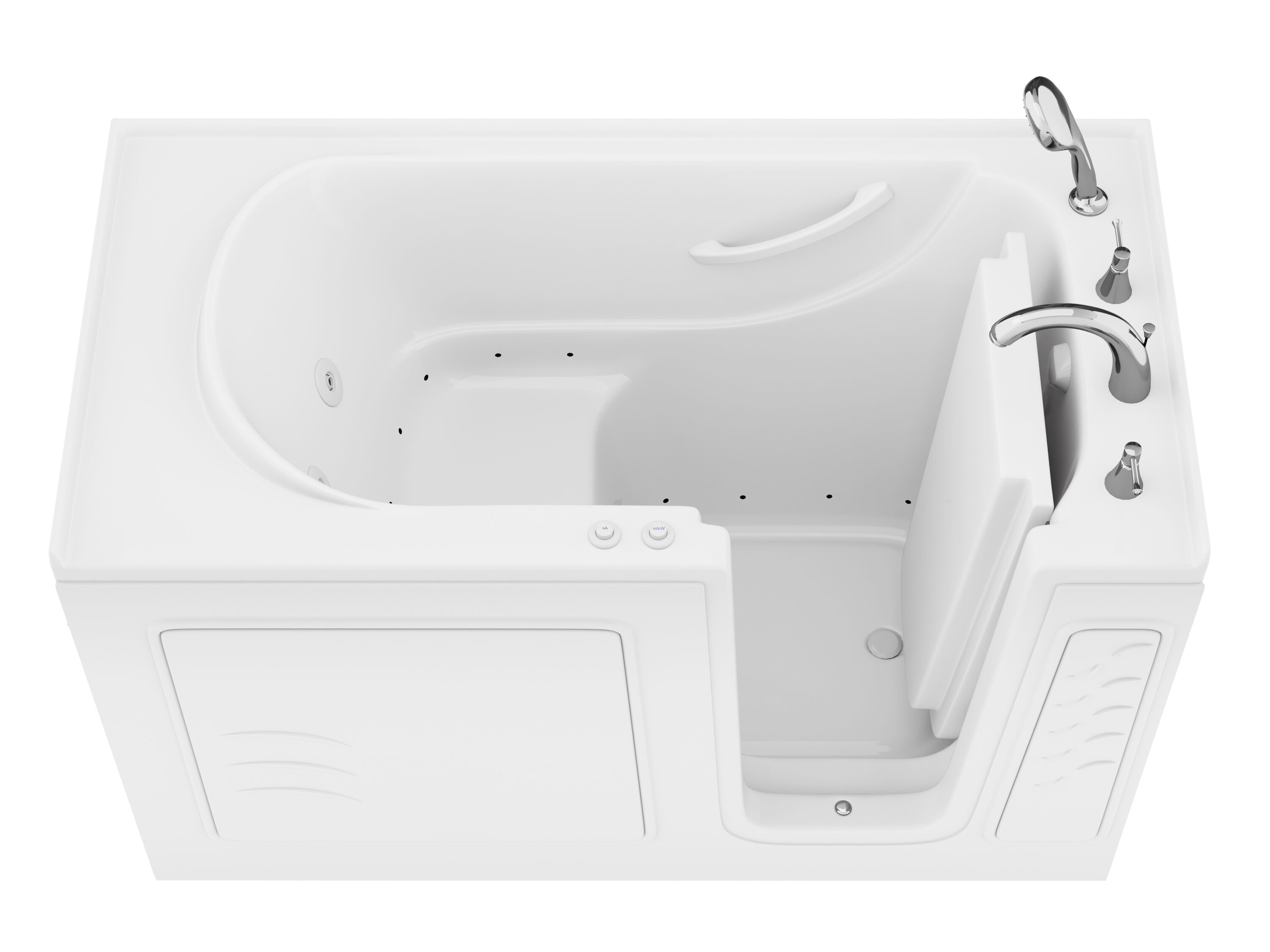 Endurance LSB3060RWD 30-Inches x 60-Inches White Acrylic Rectangular Walk-in Whirlpool and air bath combination tub with Faucet Hand Shower Drain ( Right Drain )
