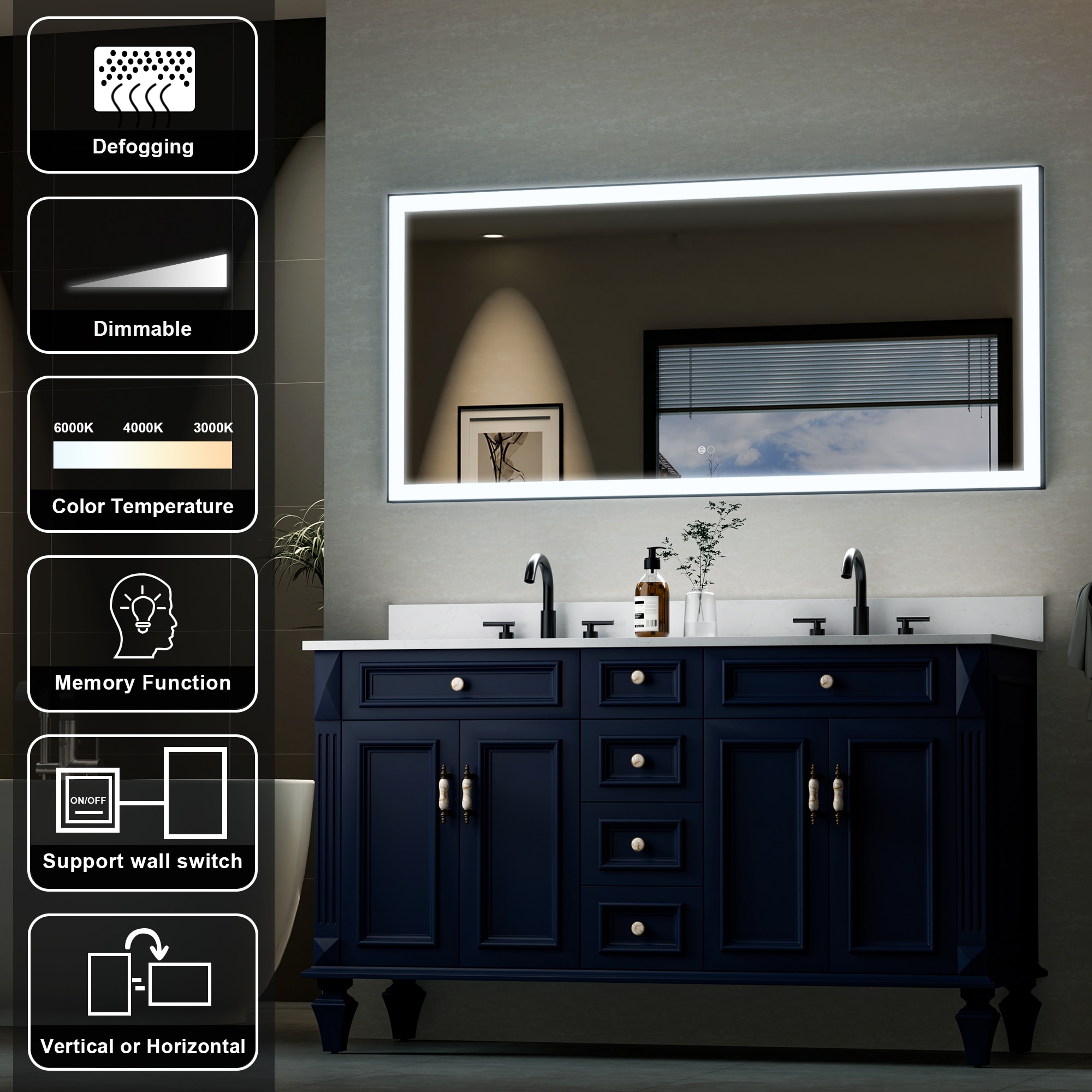 WELLFOR W5FM6028MB Framed-Bath-Mirrors - View #5