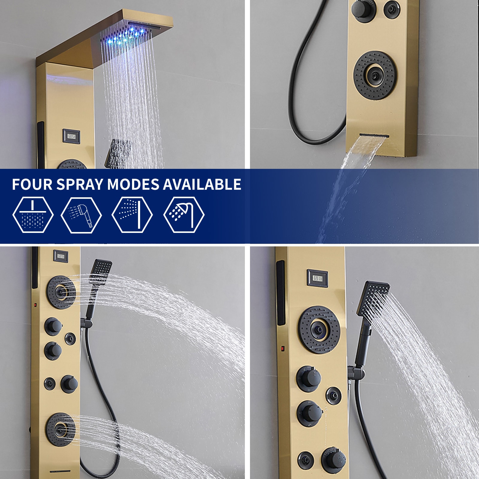 BWE YTPL09-BGK Showerhead-Bar-Panels - View #3