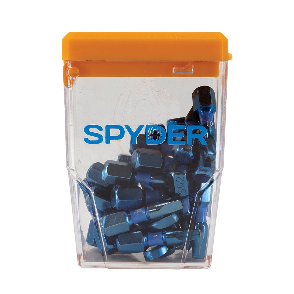 Spyder 19074 Mach-Blue SQ2 1/4-in x 1-in Square/Robertson Impact Driver Bit 25 -Piece