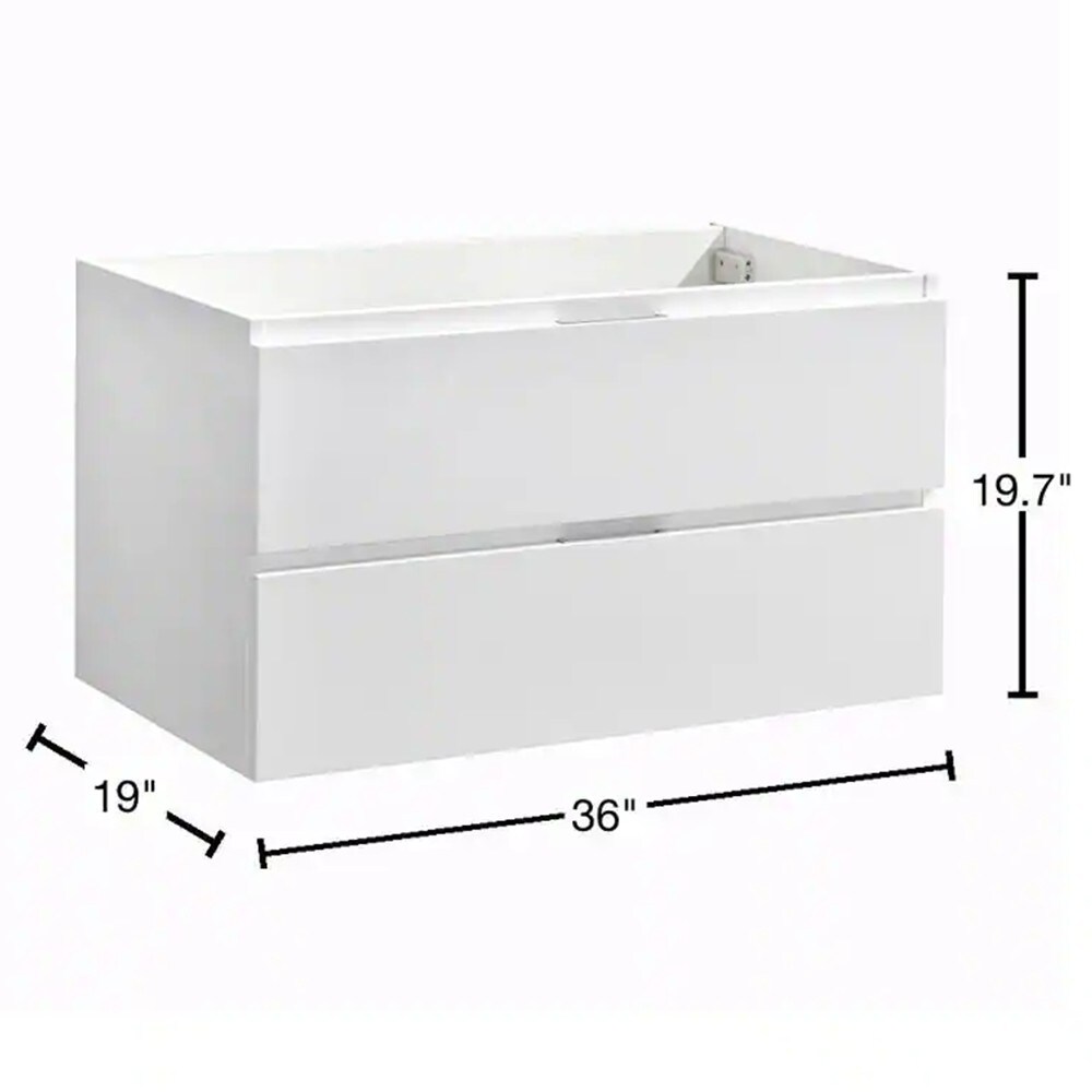 Valencia 36" Glossy White Wall Mount Single Sink Vanity Base