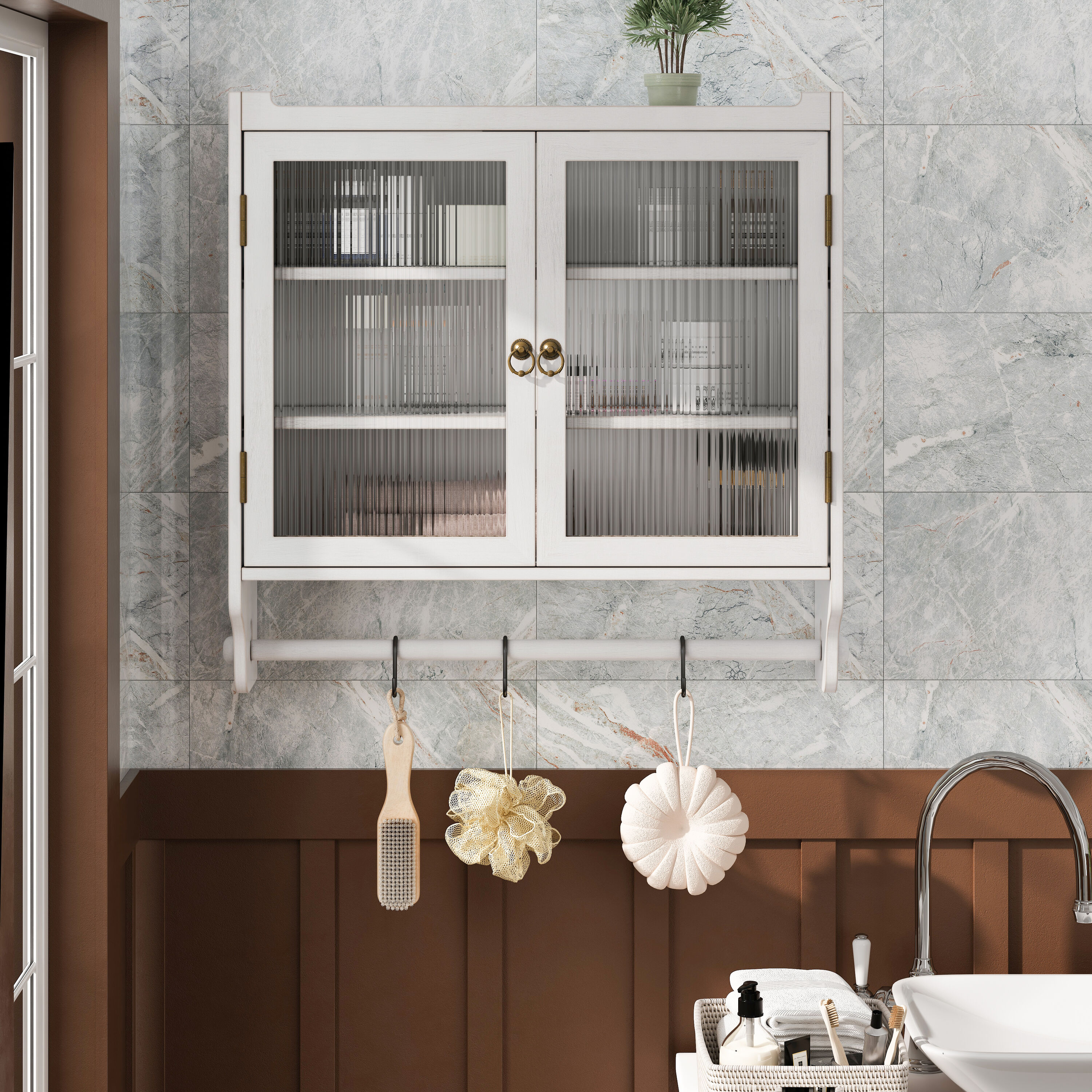 ZAKLOOP WU1396P149670 7.08-Inches W x 23.62-Inches H Wood composite White Wall-mount Utility Storage Cabinet