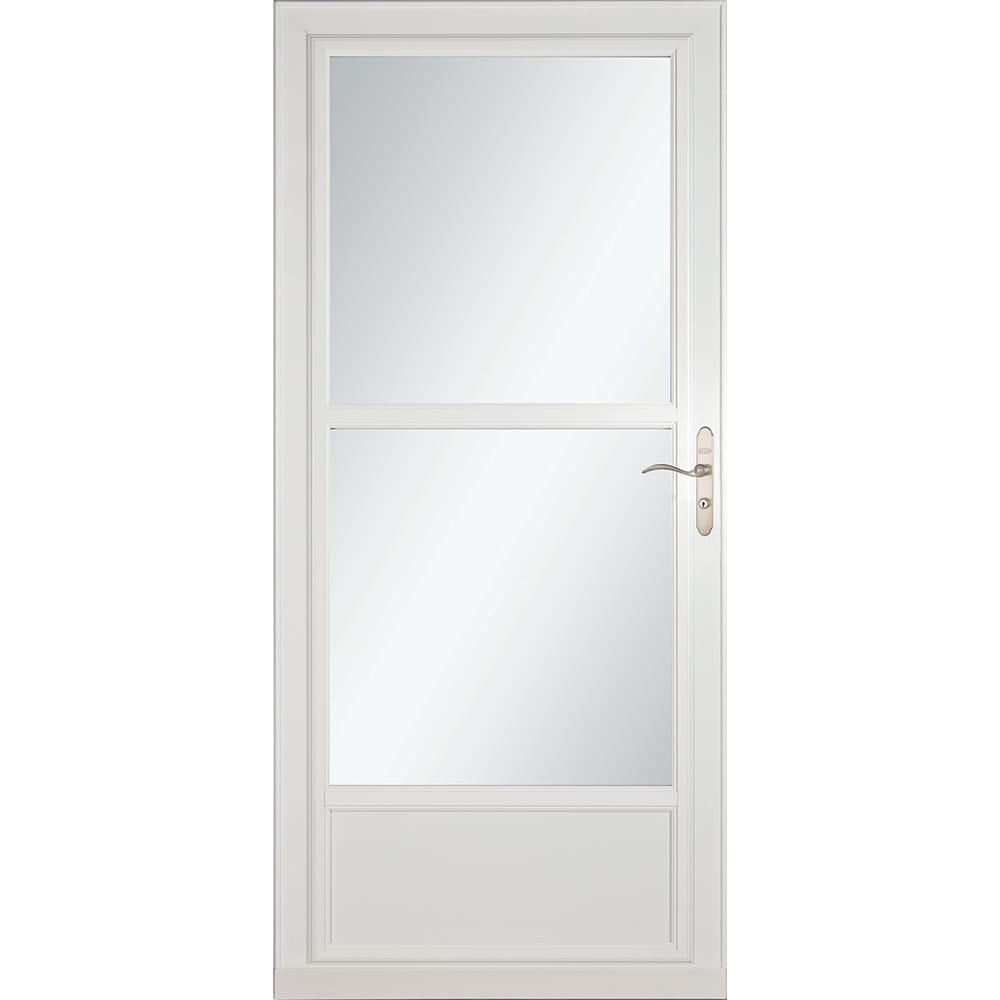 Tradewinds Selection 32-in x 81-in White Mid-view Retractable Screen Aluminum Storm Door with Brushed Nickel Handle | - LARSON 1460603117