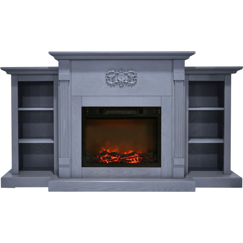 Cambridge CAM7233-1SBL 72.3-in W Slate Blue Fan-forced Corner or Flat Wall Electric Fireplace with Remote Control Included