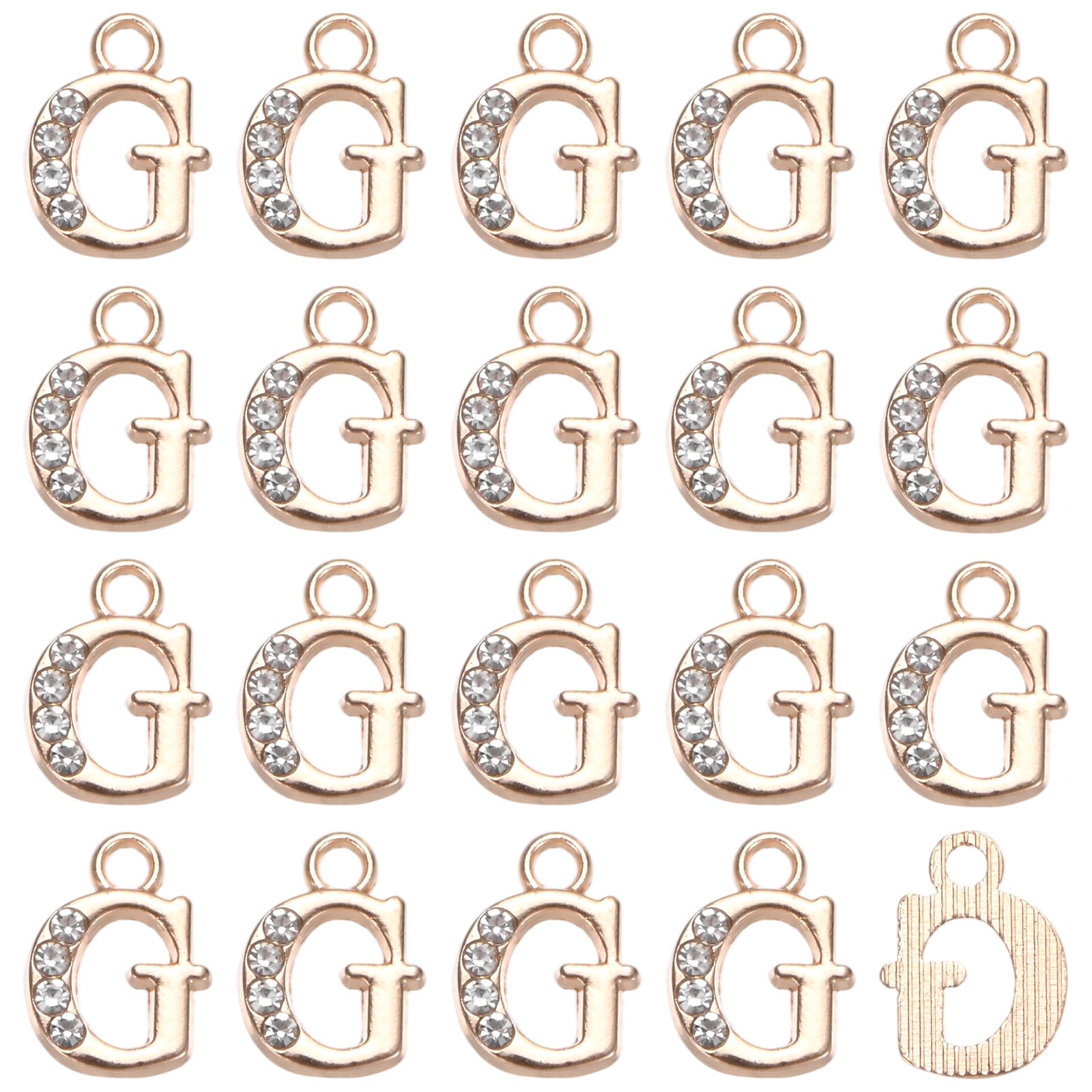 Unique Bargains 20-Pack Rhinestone Letter 2mm Slide Alphabet Letters g ...