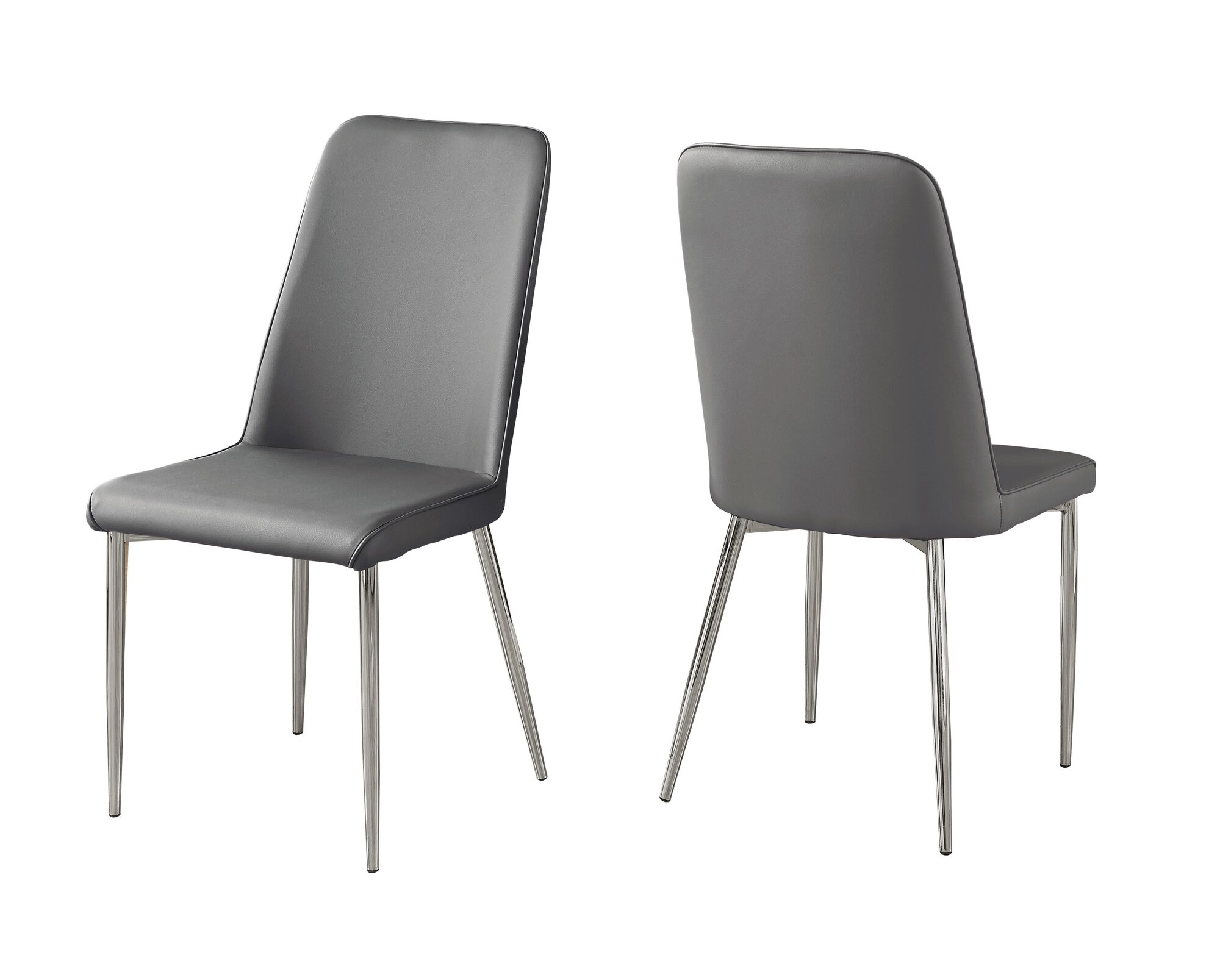 Jasmine Contemporary/Modern Faux Leather Dining Side Chair (Metal Frame) in Gray | - HomeRoots 332577