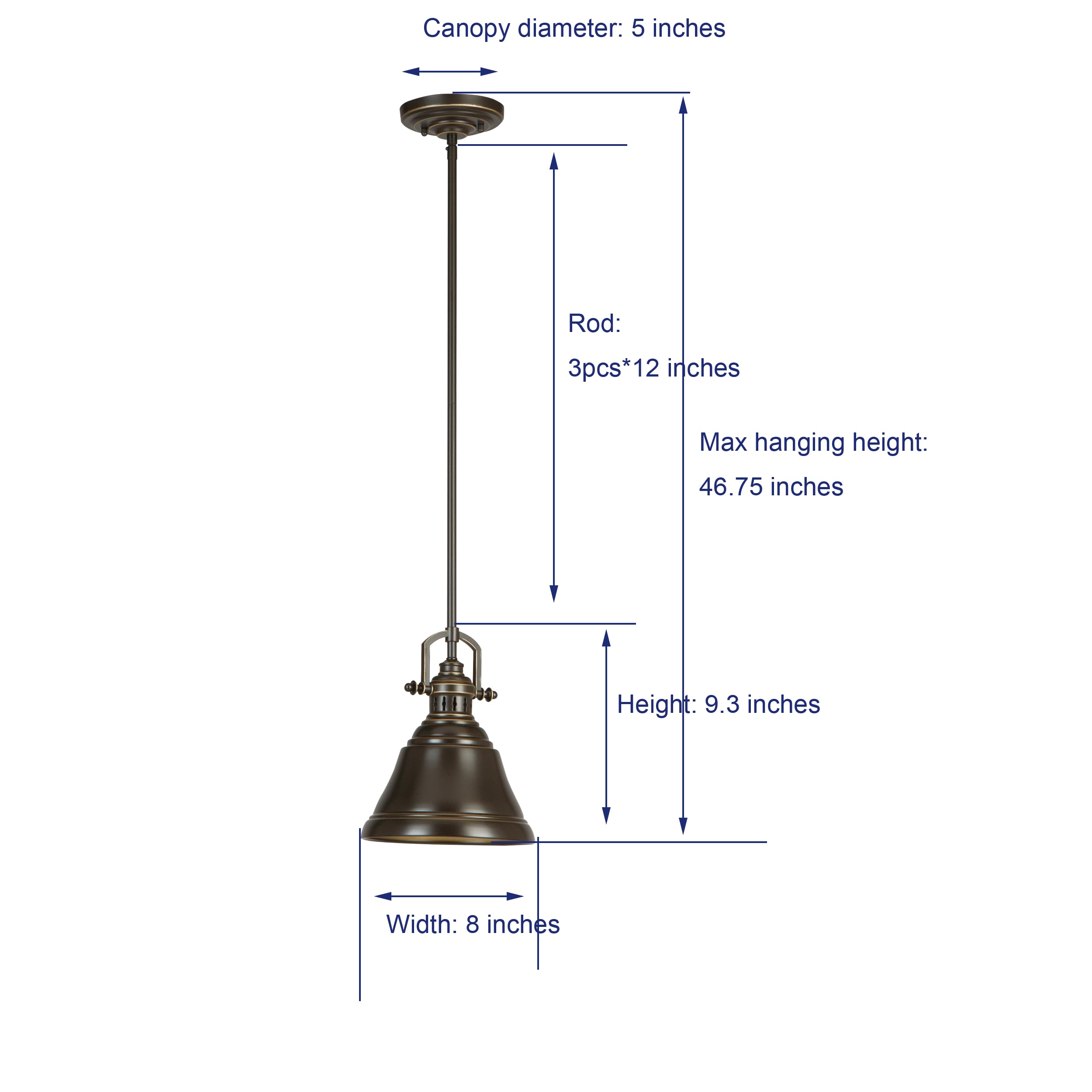 allen + roth Antique Bronze Industrial Bell Mini Hanging Pendant Light