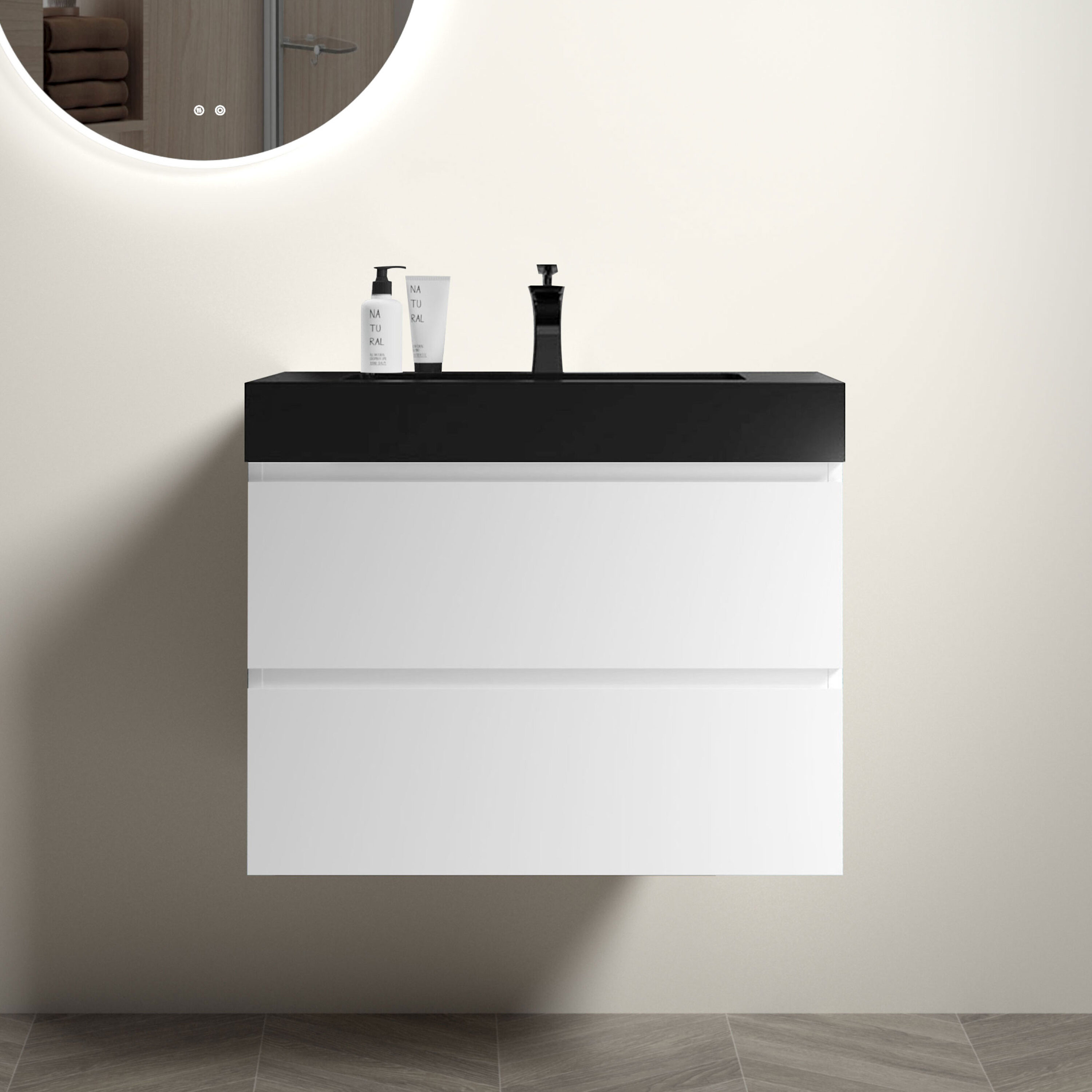 Forclover 30-in Black and White Single Sink Floating Bathroom Vanity ...