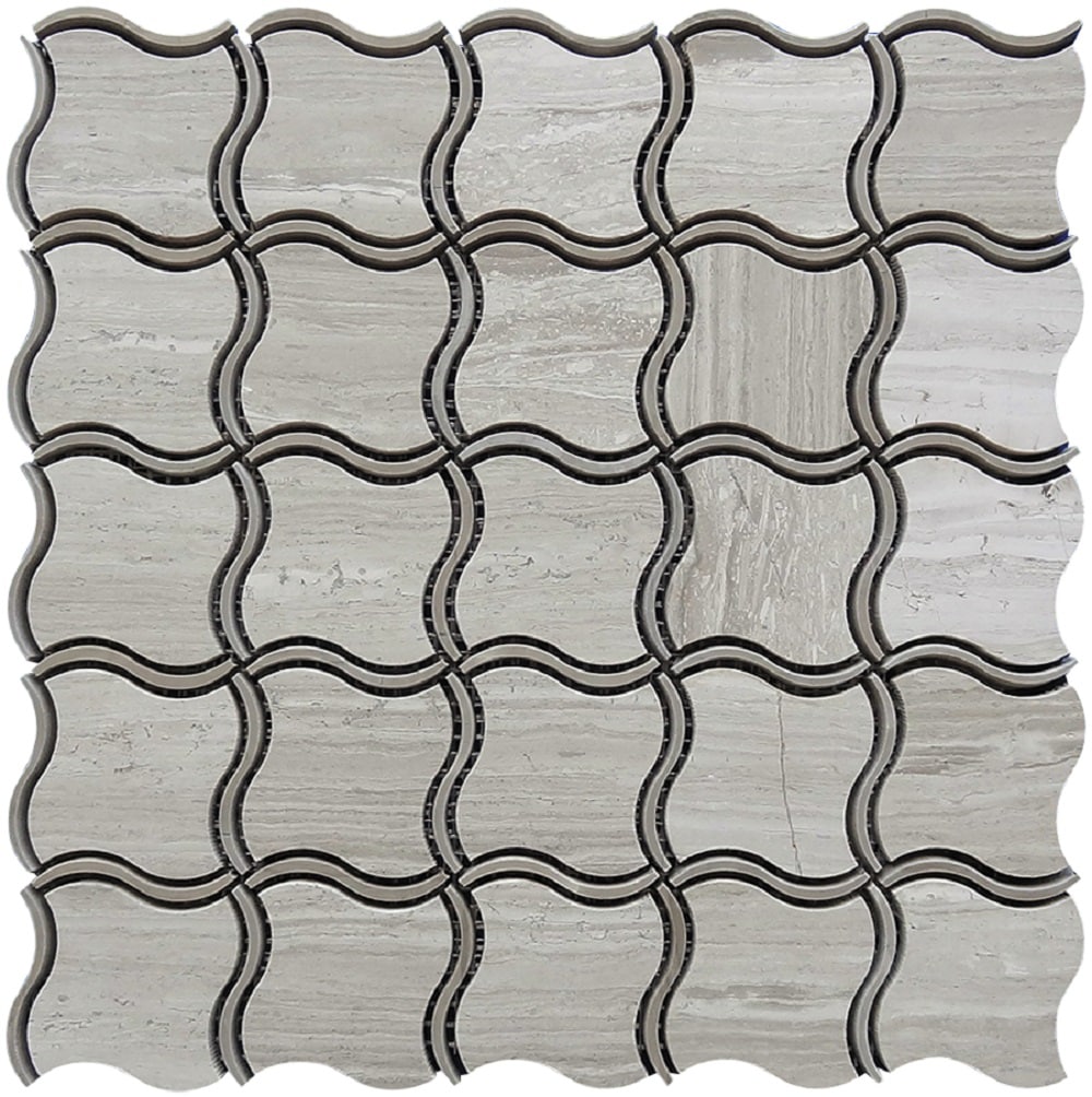 Apollo Tile APLSV88IR02ASAMPLE (Sample) Floor and Wall Tile Wooden Gray 4-in x 4-in Polished Marble Scale Patterned Thinset Mortar Floor and Wall Tile