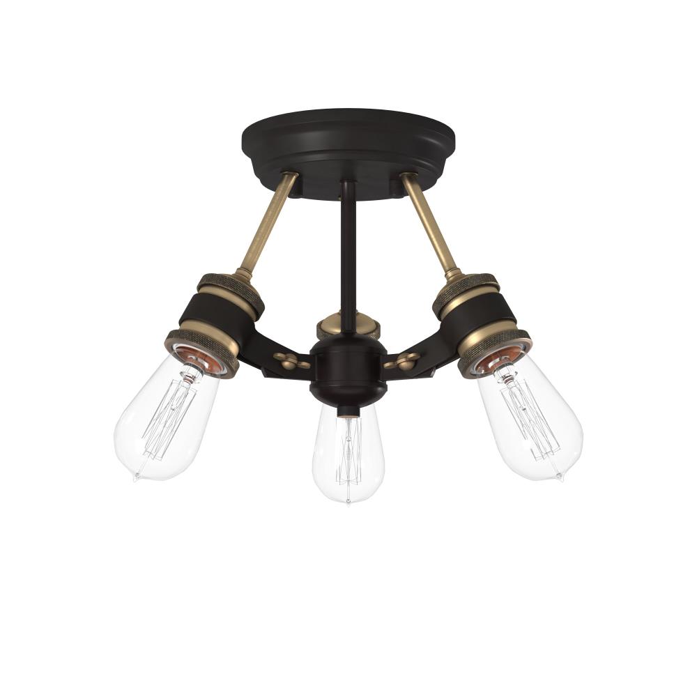 Miles Vintage Bronze 3-Light Industrial Ceiling Light