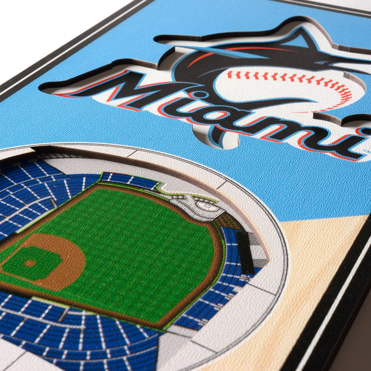 YouTheFan MLB Miami Marlins Wooden 8 in. x 32 in. 3D Stadium