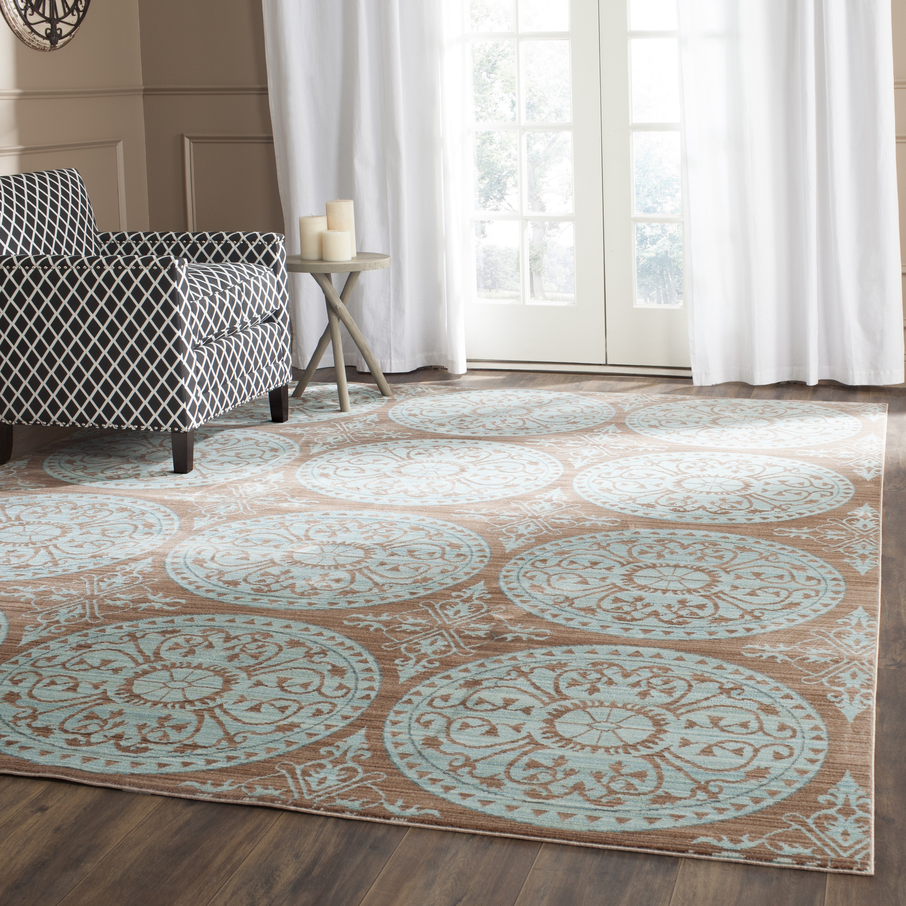 Safavieh VAL214H-9 Valencia Coby 9 x 12 (ft) Loomed Polyester Brown and Alpine Rectangular Indoor Distressed/Overdyed Area rug