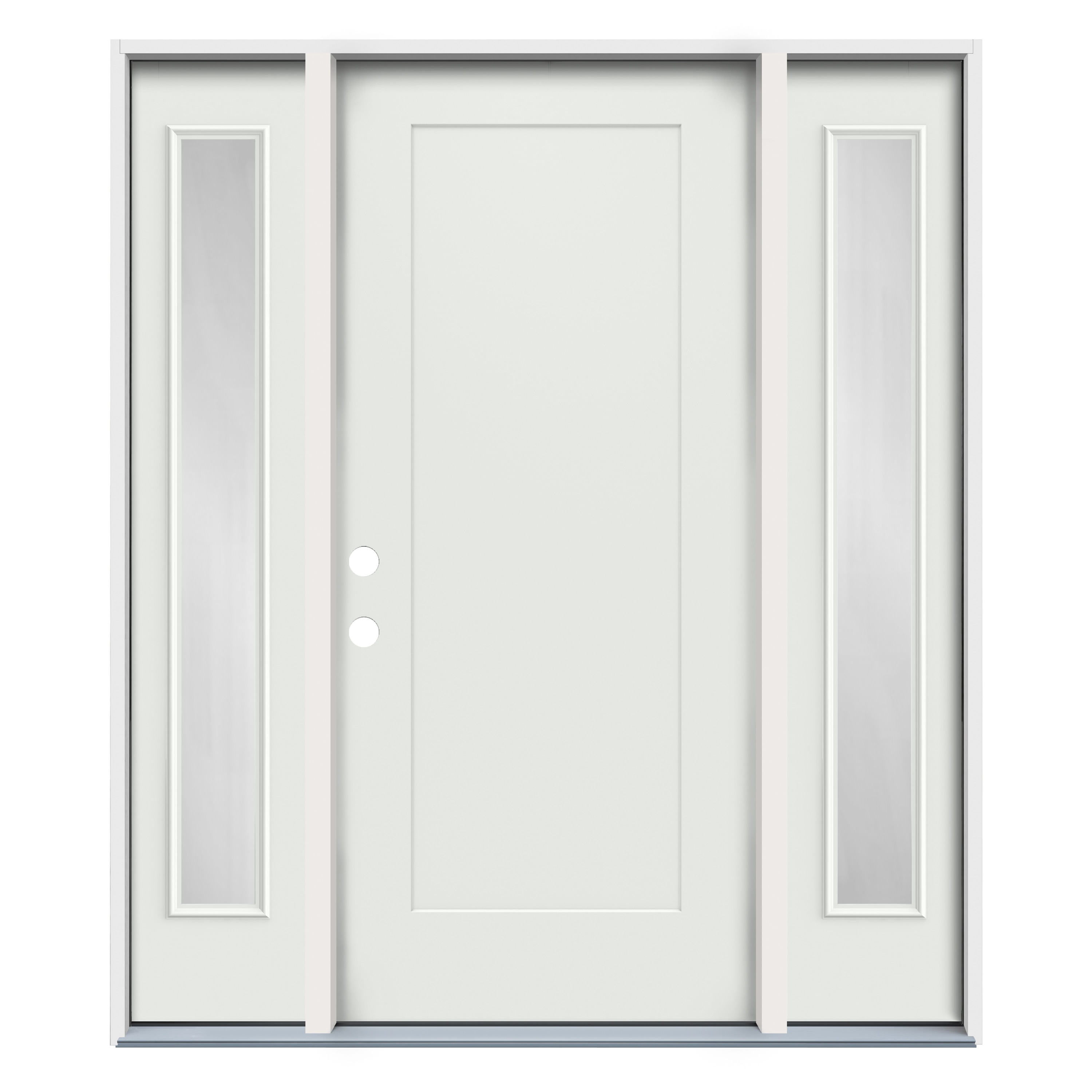 American Building Supply 56-in x 80-in Steel Full Lite Left-Hand Inswing Arctic White Paint Painted Prehung Single Front Door with Sidelights -  LO1049533