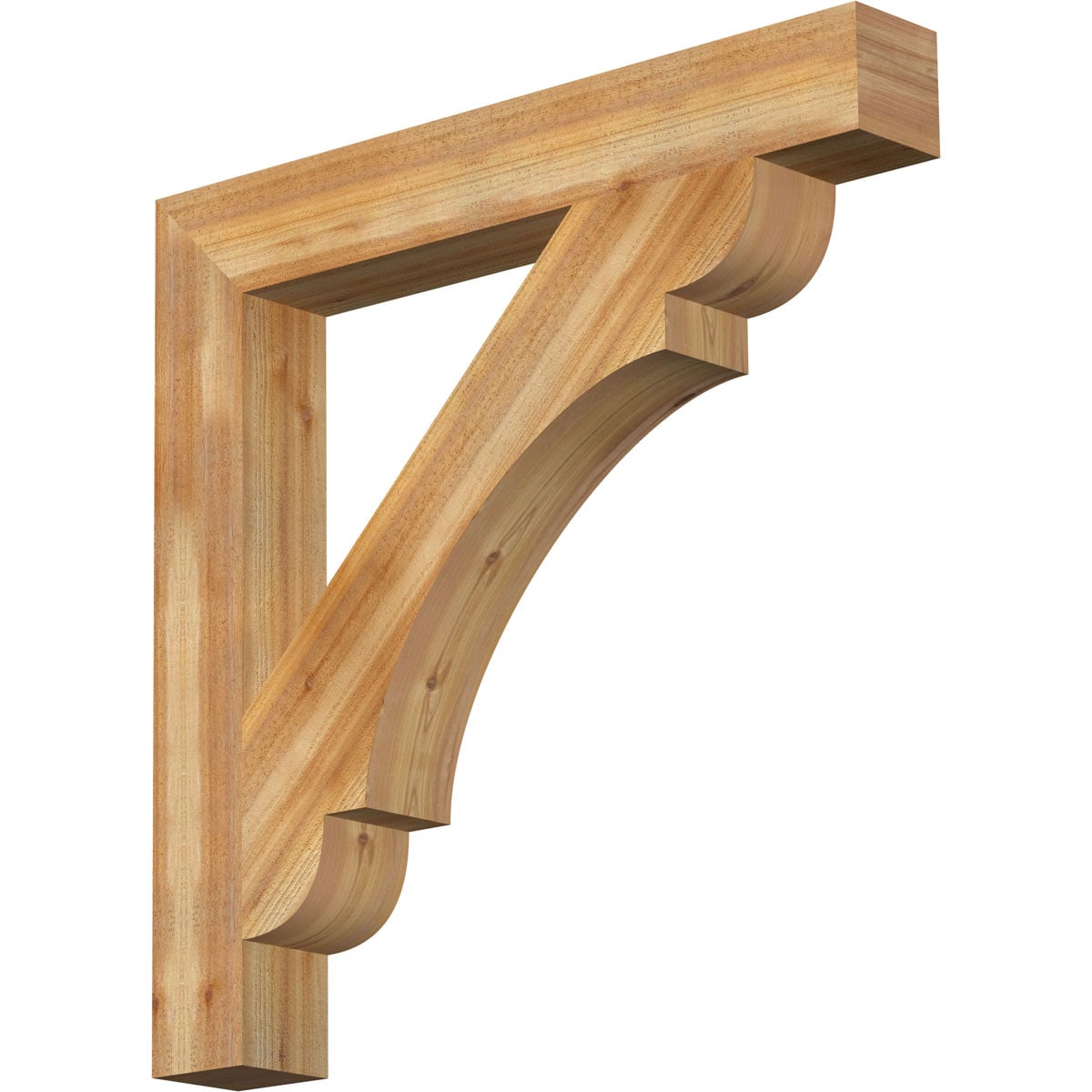 Ekena Millwork BKT06X44X44OLY05RWR Olympic block rough sawn 6-in x 44-in x 44-in Western red cedar Brown Wood Standard bracket