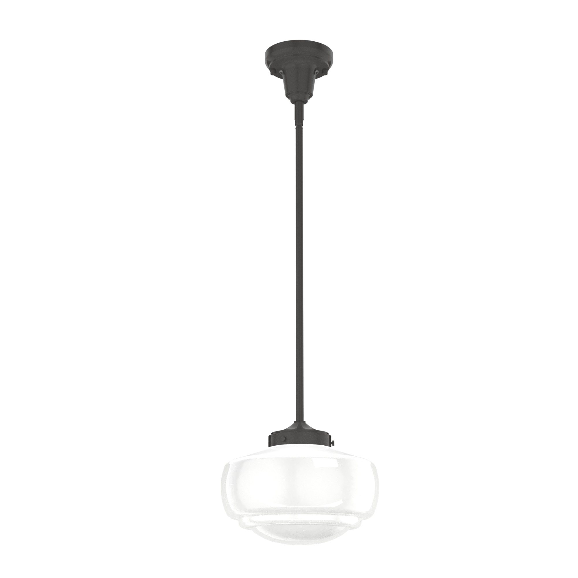 Hunter 19188 Saddle Creek 1 -Light Noble Bronze Vintage Frosted glass Schoolhouse Medium Hanging Convertible pendant/Semi-flush