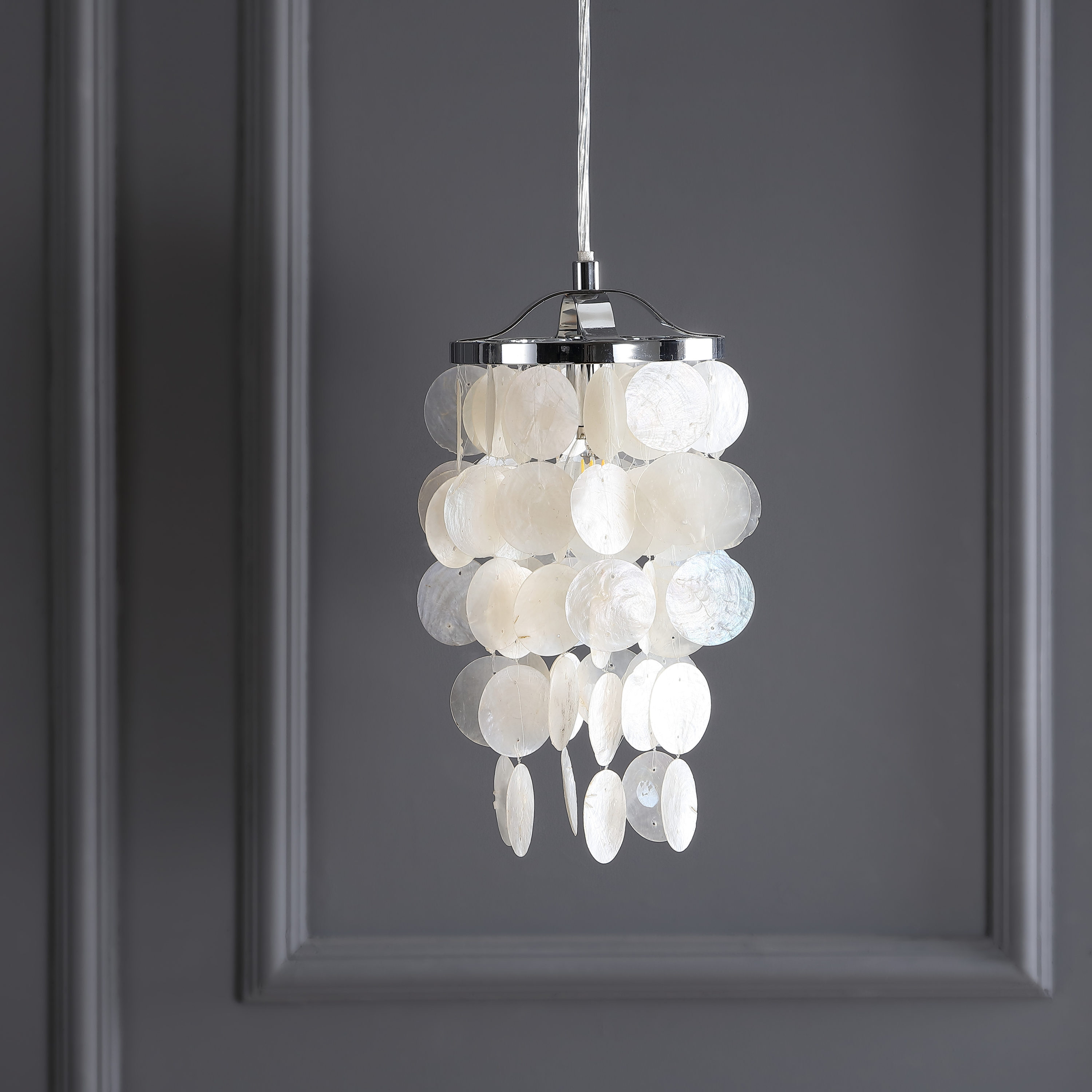 Cayla 7" White Glass LED Drum Pendant Chandelier