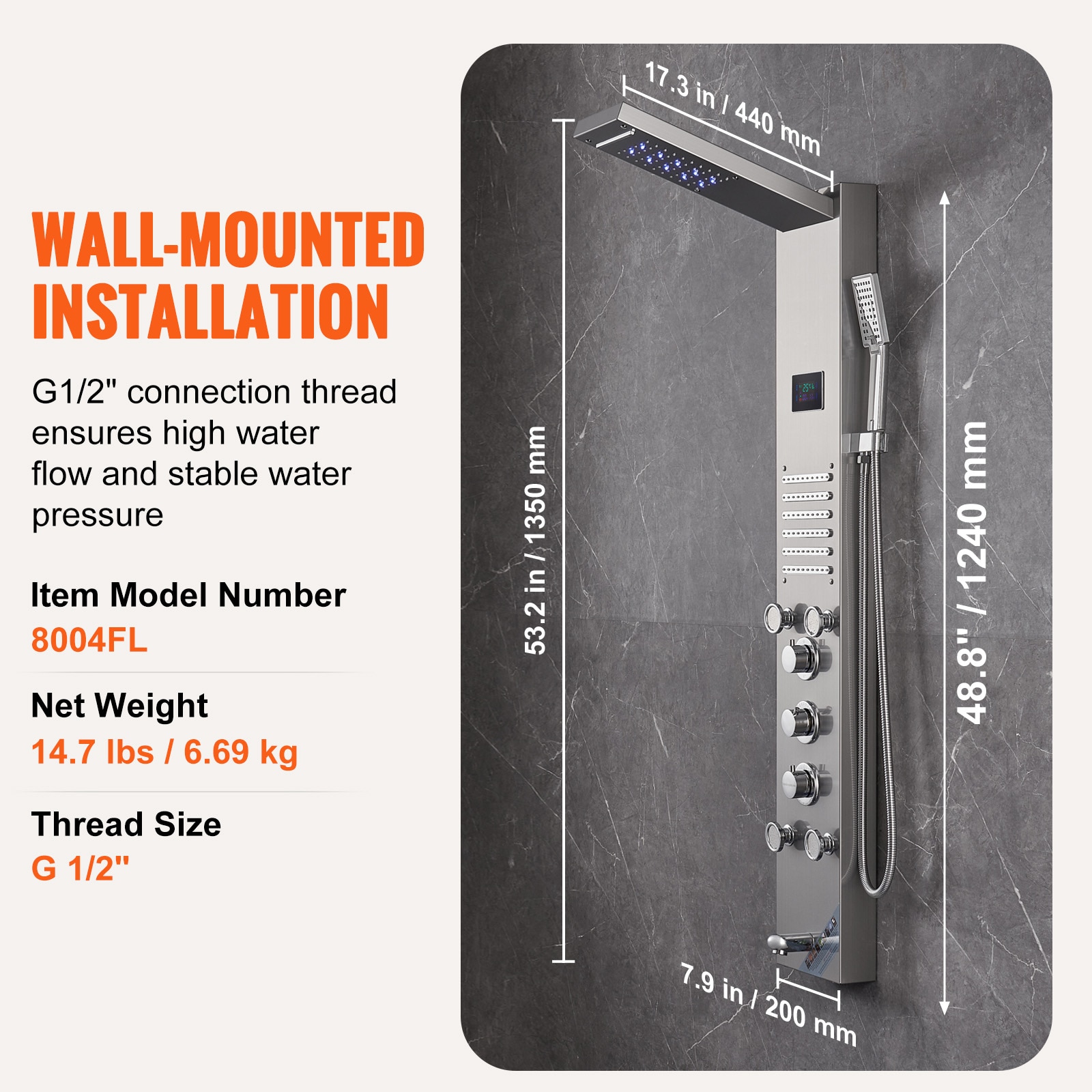 Mecale VOL-9AU09K Showerhead-Bar-Panels - View #7