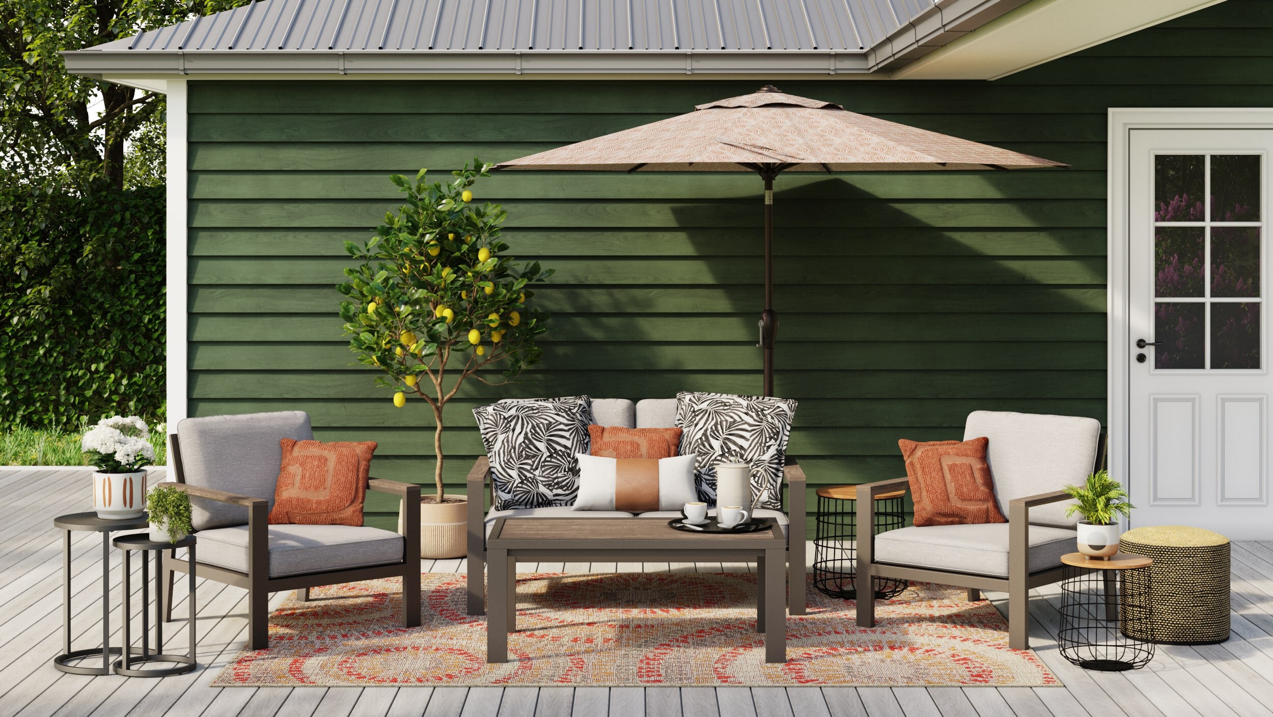 allen + roth Chatham Pier 4-Piece Patio Conversation Set with Gray Cushions