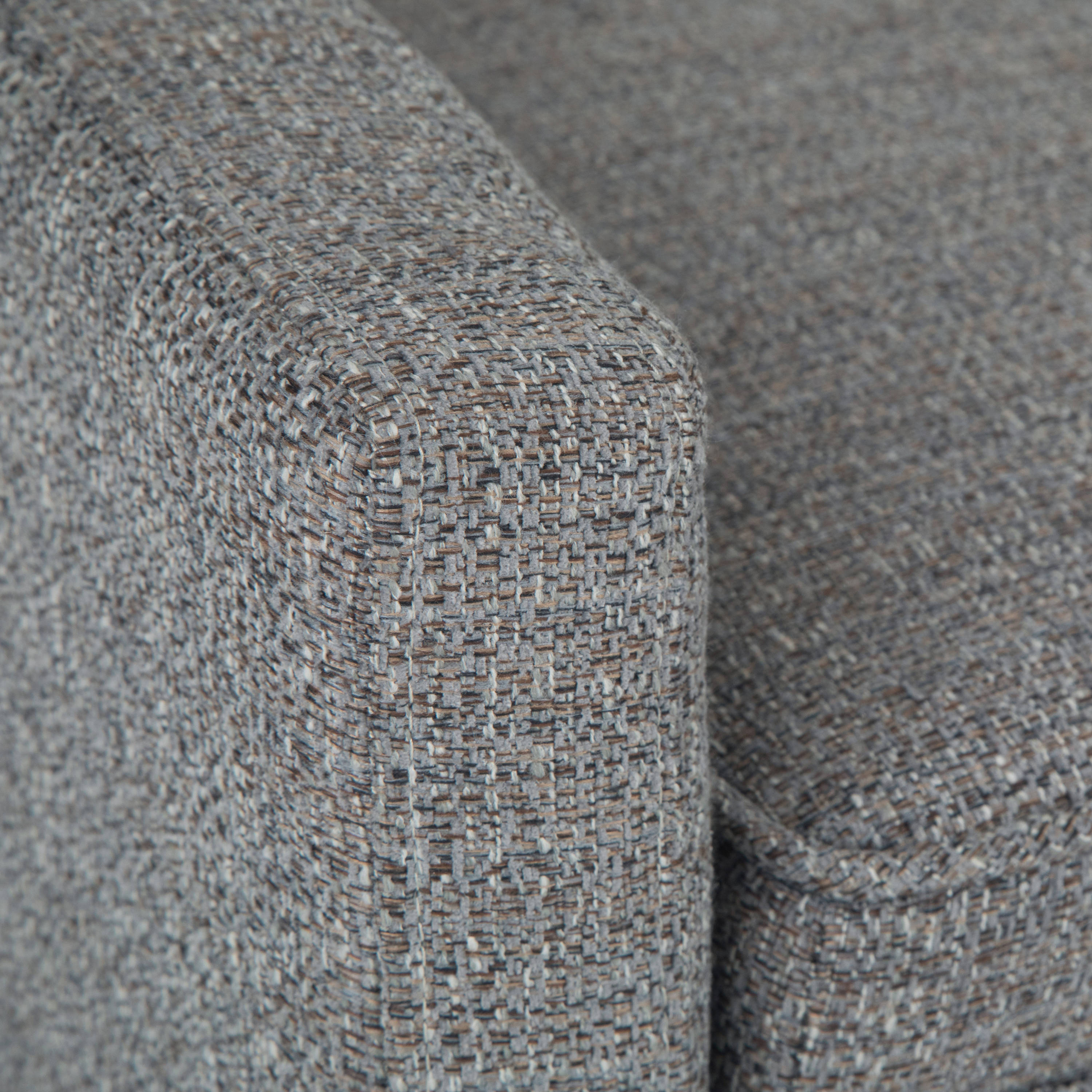 Pebble Grey Upholstered Bedroom Bench with Low Back and Swooped Arms